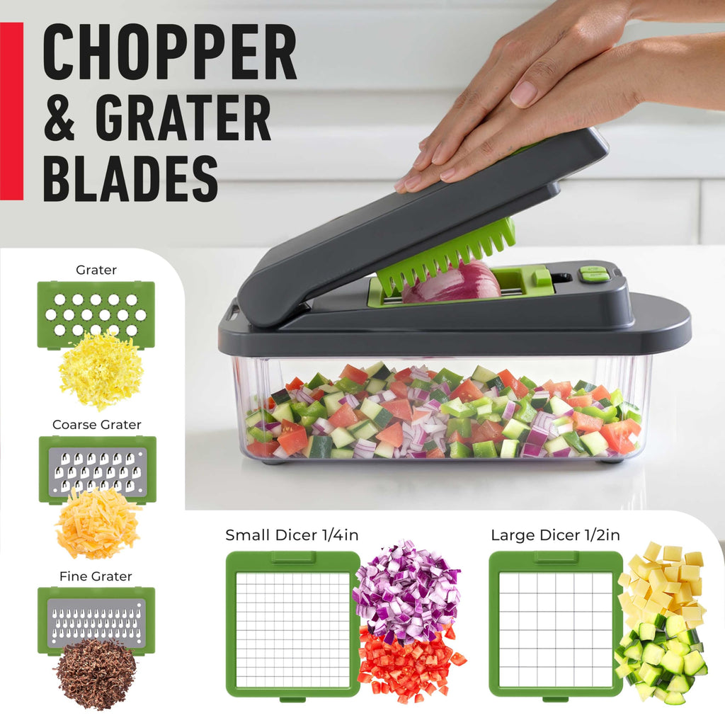 Mueller The Real Original Pro Chopper since 2013 Vegetable Chopper Mandoline Slicer, 8 Blade Food Veggie Chopper Onion Vegetable Cutter with Container, Kitchen Gadgets & Essentials, (10 in 1)