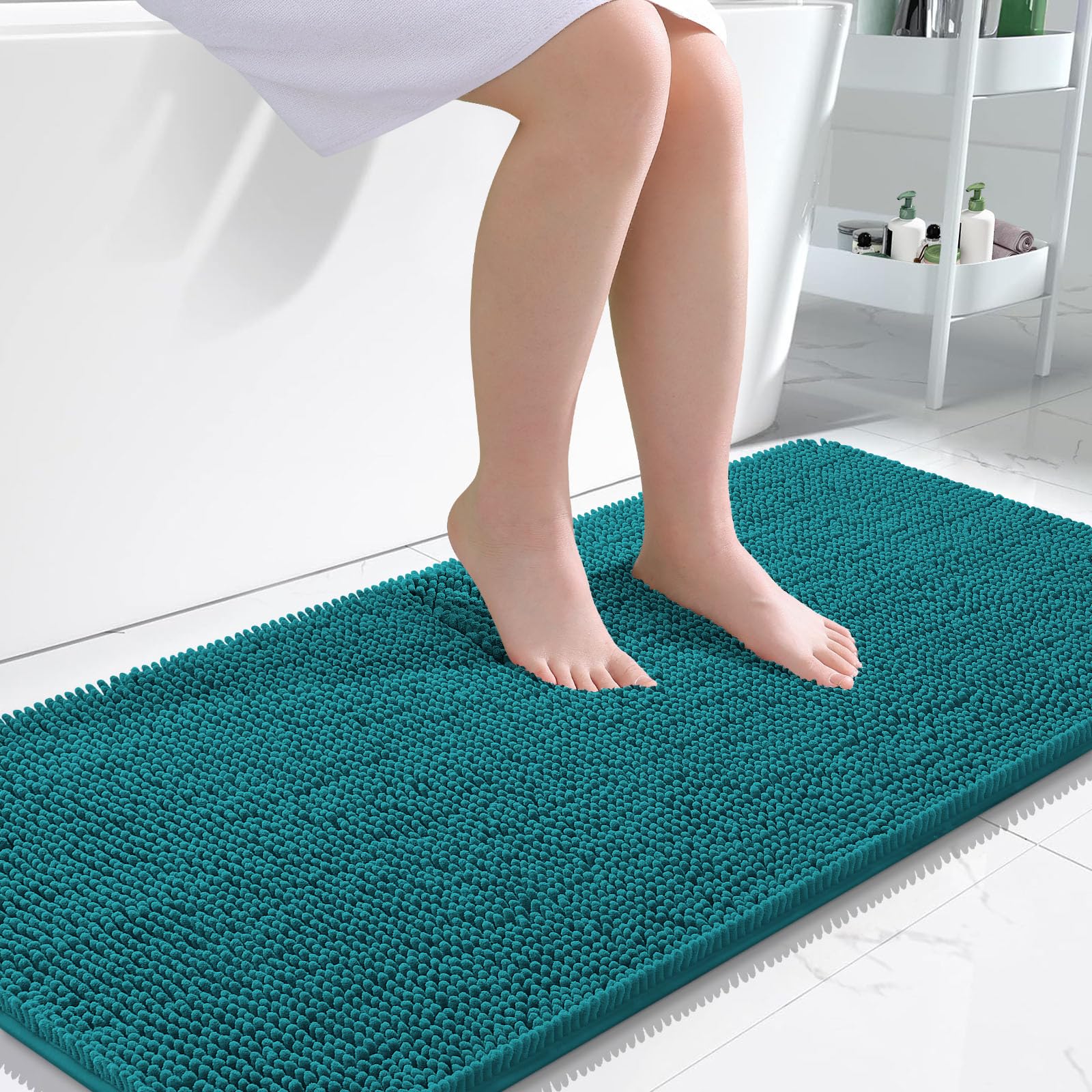 OLANLY Bathroom Rugs 30x20, Extra Soft Absorbent Chenille Bath Rugs, Rubber Backing Quick Dry, Machine Washable Bath Mats for Bathroom Floor, Tub and Shower, Home Decor Accessories, Grey