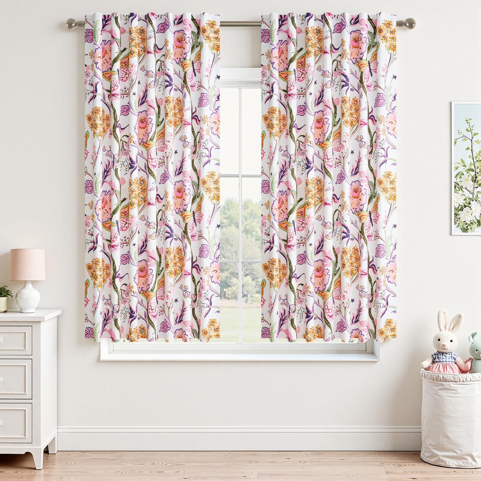 Topfinel Mustard Yellow Curtains 84 Inches Long 2 Panels for Bedroom Living Room Daffodil Butterfly Country Tropical Floral Drapes Vintage Farmhouse Light Filtering Privacy Window Curtain Blackout