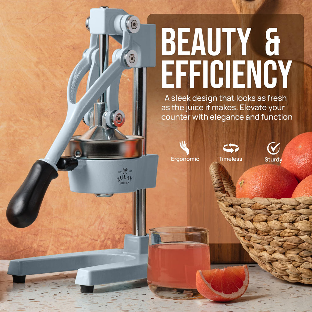 Zulay Kitchen Cast Iron Juicer - Easy-to-Clean Heavy-Duty Manual Juicer, Professional Citrus Juicer - Stainless Steel Lemon Squeezer - Manual Citrus Press & Orange Squeezer - Orange Juicer (Black)