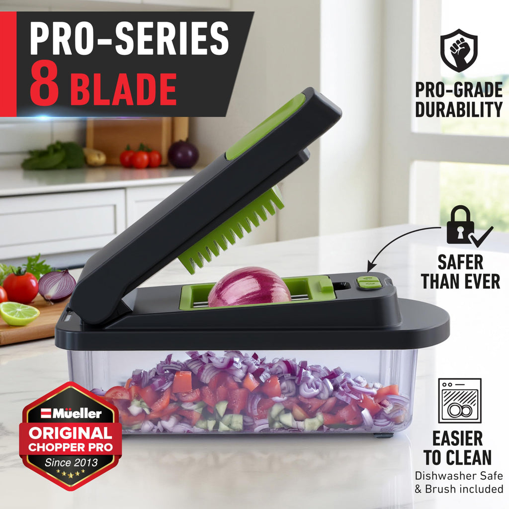 Mueller The Real Original Pro Chopper since 2013 Vegetable Chopper Mandoline Slicer, 8 Blade Food Veggie Chopper Onion Vegetable Cutter with Container, Kitchen Gadgets & Essentials, (10 in 1)