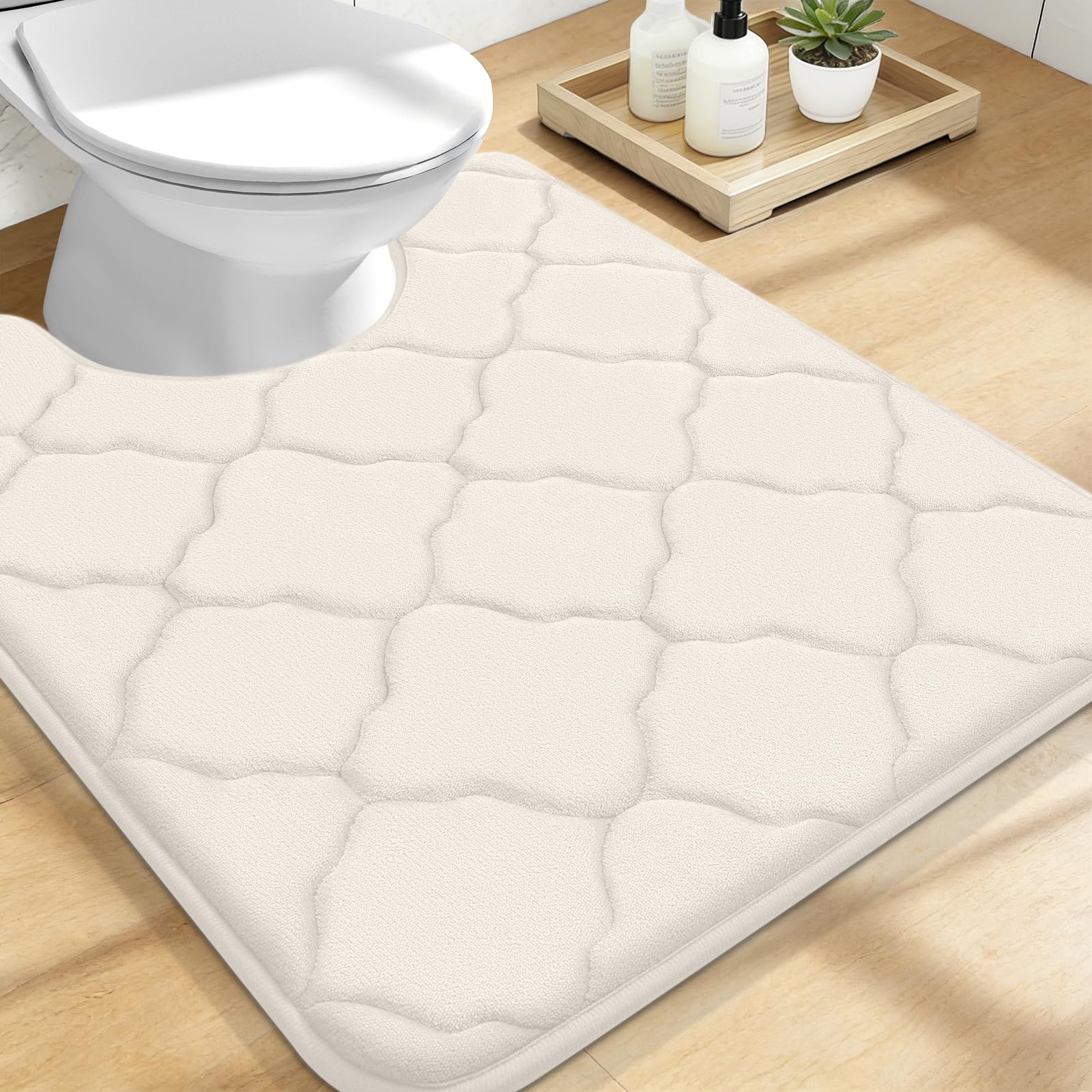 OLANLY Memory Foam Bath Mat Rug 24x16, Ultra Soft and Absorbent Bathroom Rugs, Non-Slip, Comfortable, Machine Washable Bath Carpet for Bathroom Floor, Tub, Shower and Home Decor Accessories, Black