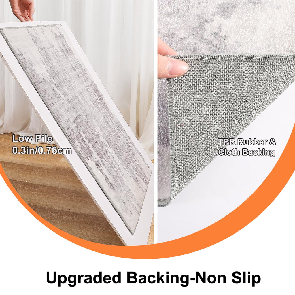 CRISTGEE Door Mat, Front Indoor Door Mat Faux Wool Non-Slip Entryway Rug Absorbent Abstract Throw Rug for Indoor Entrance Hallway Laundry Room, High Traffic Areas, 20X32 Inches, Gray Washable