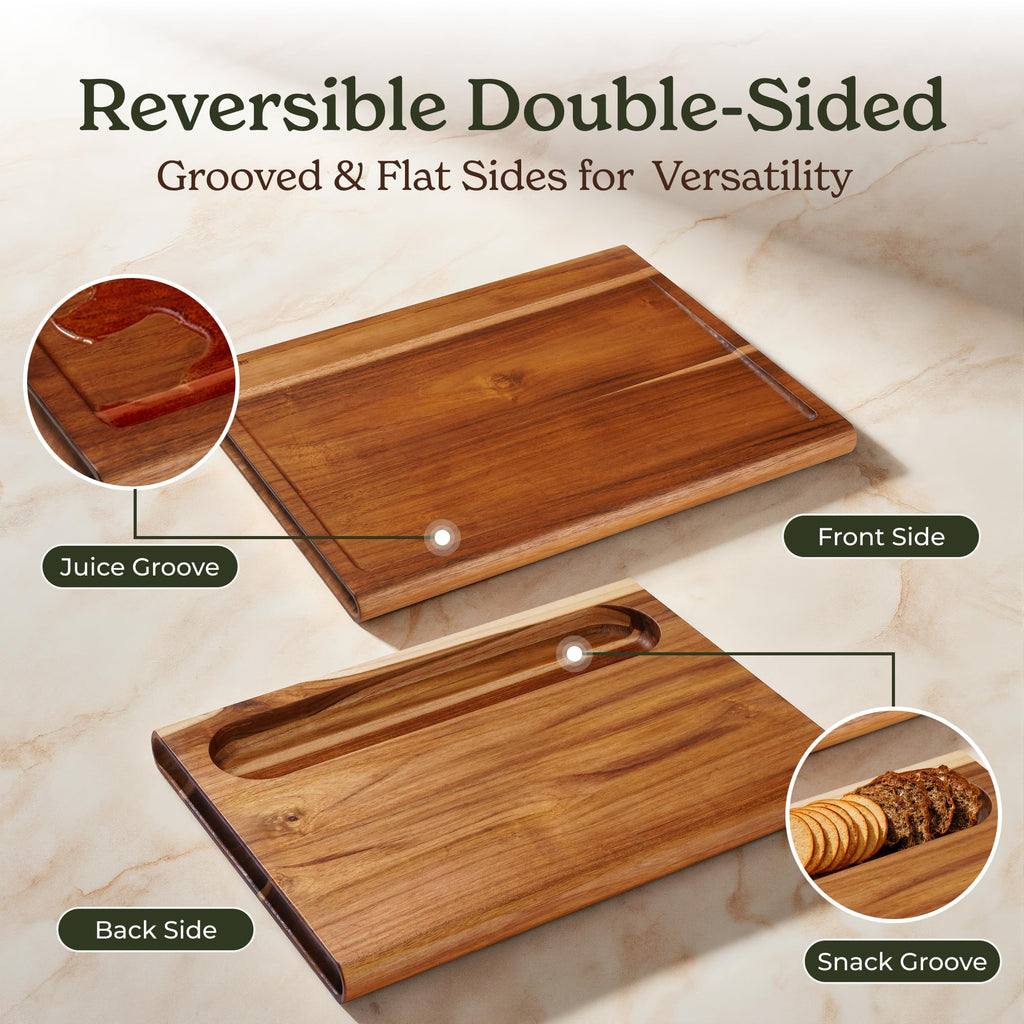Smirly Non Toxic Larch Cutting Boards for Kitchen [1.2" Thickness][17"Extra Large] Cutting Chopping Board with Deep Juice Groove Heavy Duty & Easy Clean