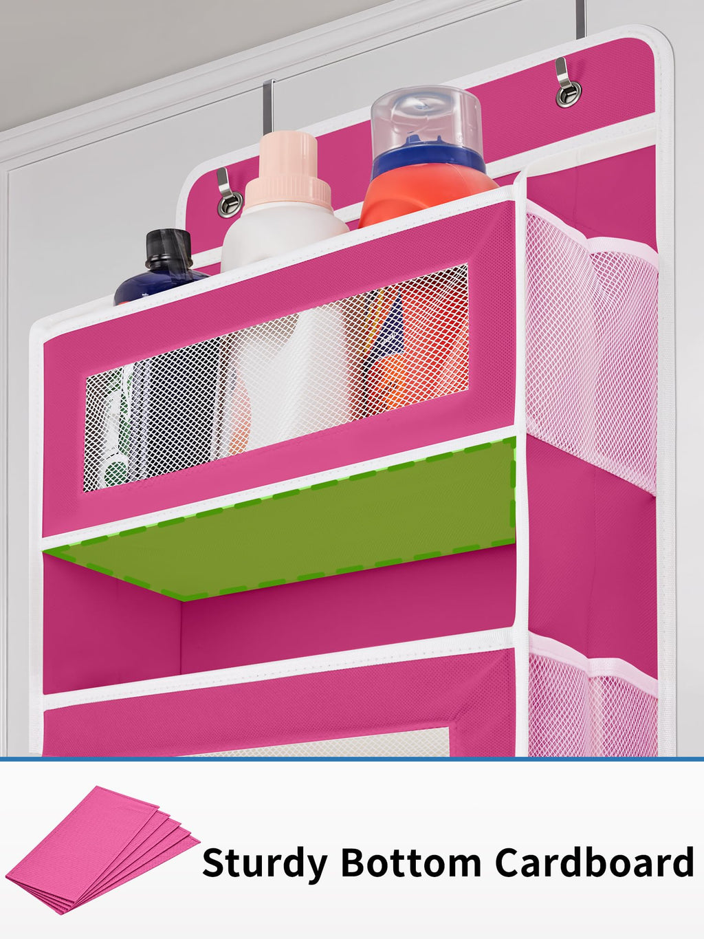 JARLINK Over The Door Organizer Storage, 5 Shelf Hanging Door Organizer with 5 Large Capacity Pockets, Anti Tilt 44 lb Load Behind Door Storage for Bedroom, Bathroom, Pantry, Nursery, (Grey)