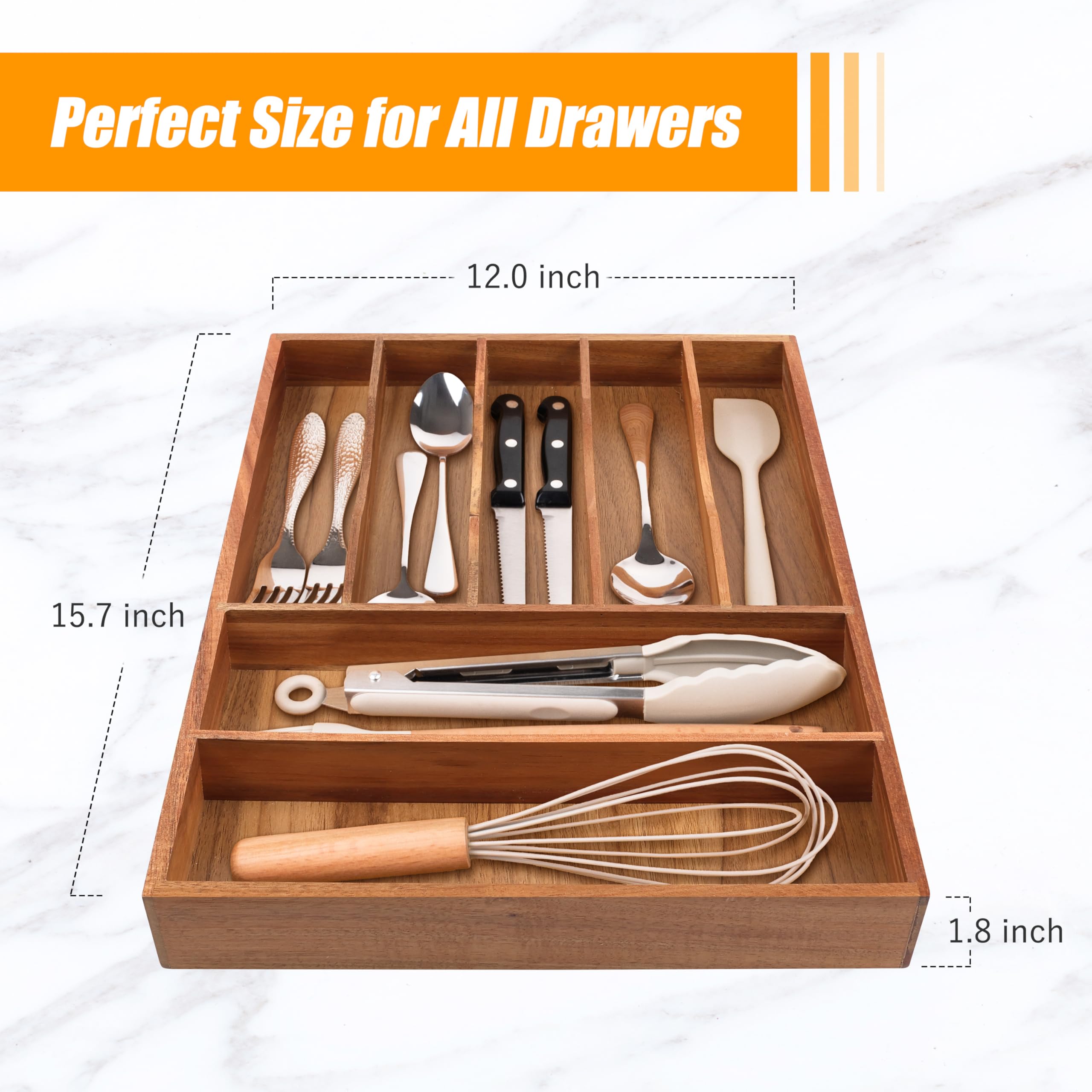 Bellsal Silverware Organizer Kitchen Drawer Organizer Expandable Bamboo Utensil Holder Cutlery Tray for Kitchen Utensil and Flatware Bedroom Office