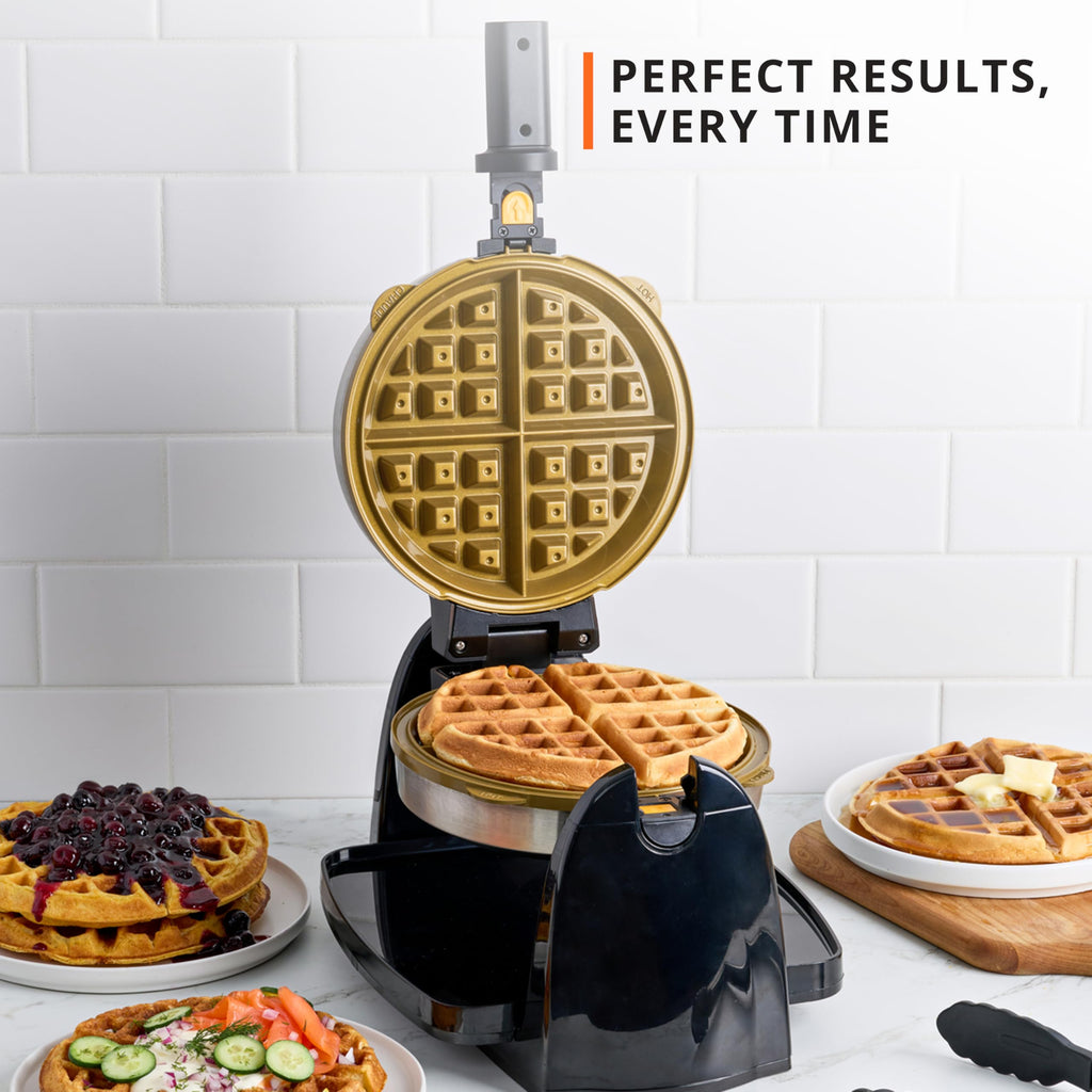KRUPS 4-Slice Belgian Waffle Maker: Stainless Steel, 5 Browning Levels, Audible Ready Beep, Removable Plates, 1200W, Silver/Black, Large Waffle Maker Family Size, Great for Family Breakfasts