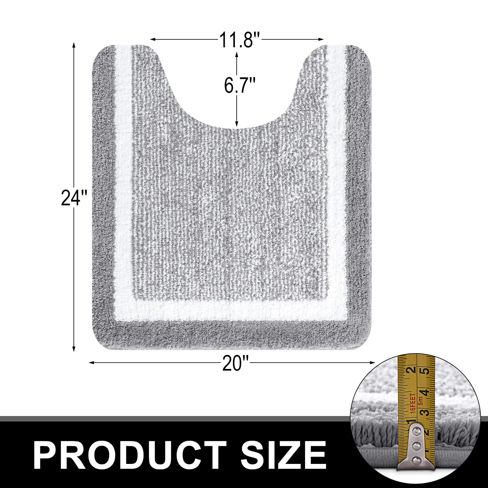 OLANLY Bathroom Rugs Sets 3 Piece, Soft Absorbent Microfiber Bath Mats and U-Shaped Contour Toilet Rug, Home Decor Accessories, Non-Slip, Bath Mat Set for Bathroom (30"x20"+24"x16"+24"x20", Grey)