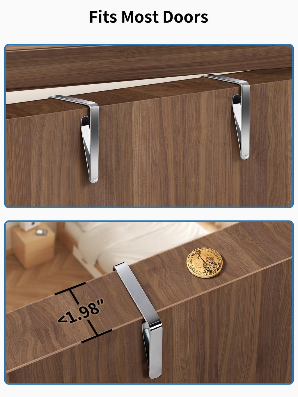 JARLINK Over The Door Organizer Storage, 5 Shelf Hanging Door Organizer with 5 Large Capacity Pockets, Anti Tilt 44 lb Load Behind Door Storage for Bedroom, Bathroom, Pantry, Nursery, (Grey)