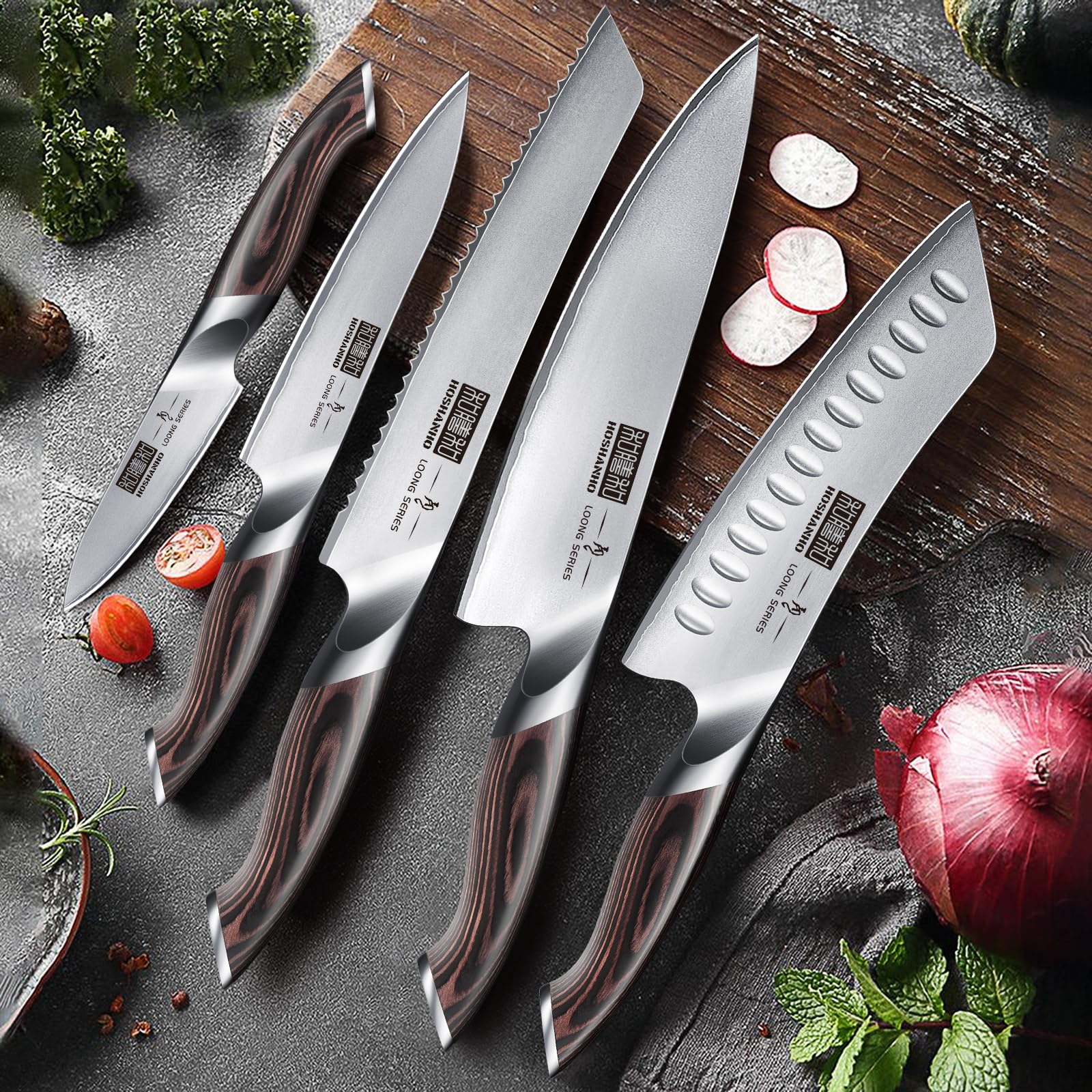 HOSHANHO 3.75 inch Paring Knife, Japanese High Carbon Stainless Steel Small Kitchen Knives, Ultra Sharp Fruit Knife with Ergonomic Pakkawood Handle