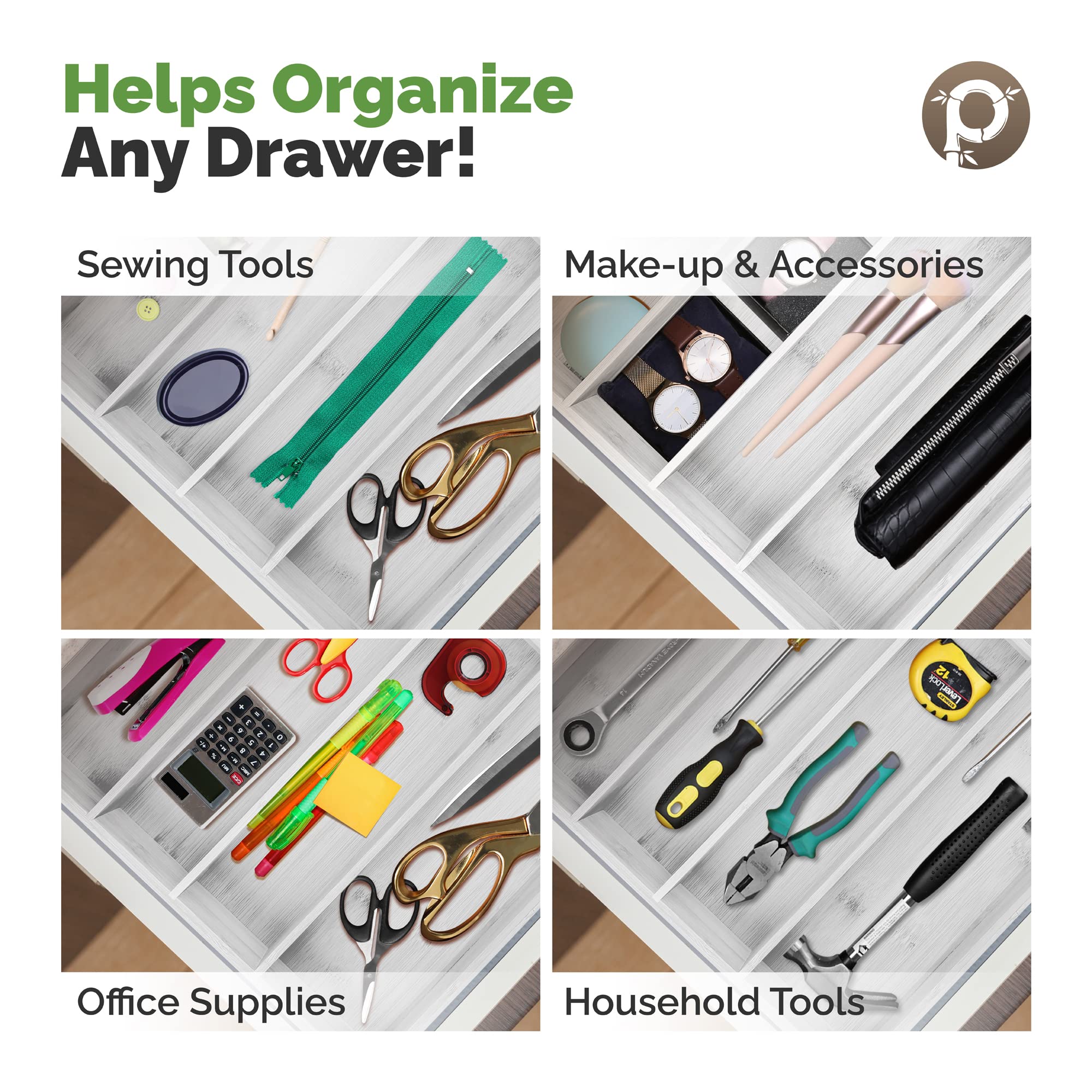 Silverware Organizer - Expandable Kitchen Drawer Organizer - Adjustable Kitchen Drawer Organizer for Utensils, Expandable to 22 Inches Wide, 10 Compartments, Silverware Tray for Drawer