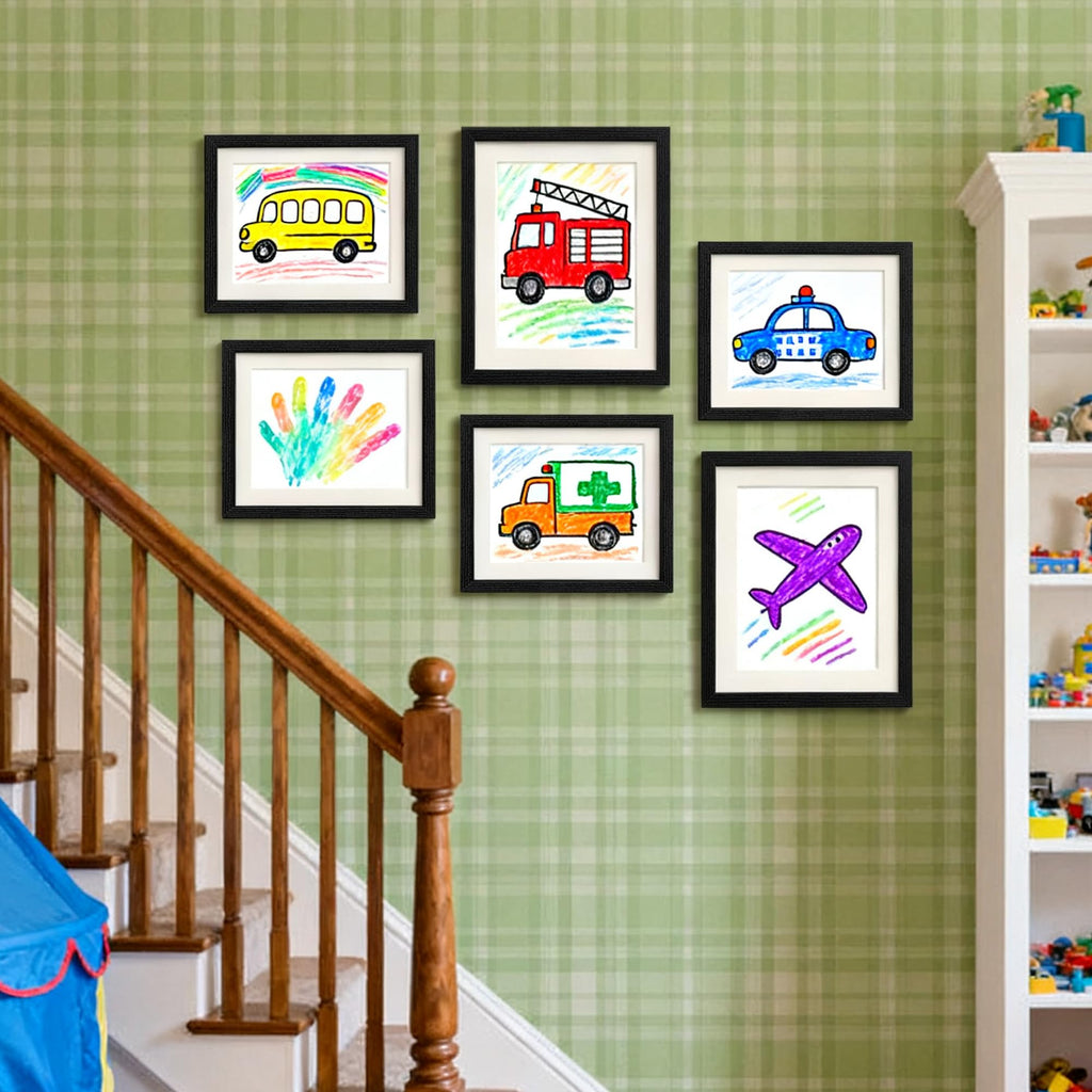 upsimples 8x10 Picture Frame, Lightweight Thin Frame for Prints, Display 5x7 with Mat or 8x10 Without, Easy Wall Hanging, Black 2 Pack