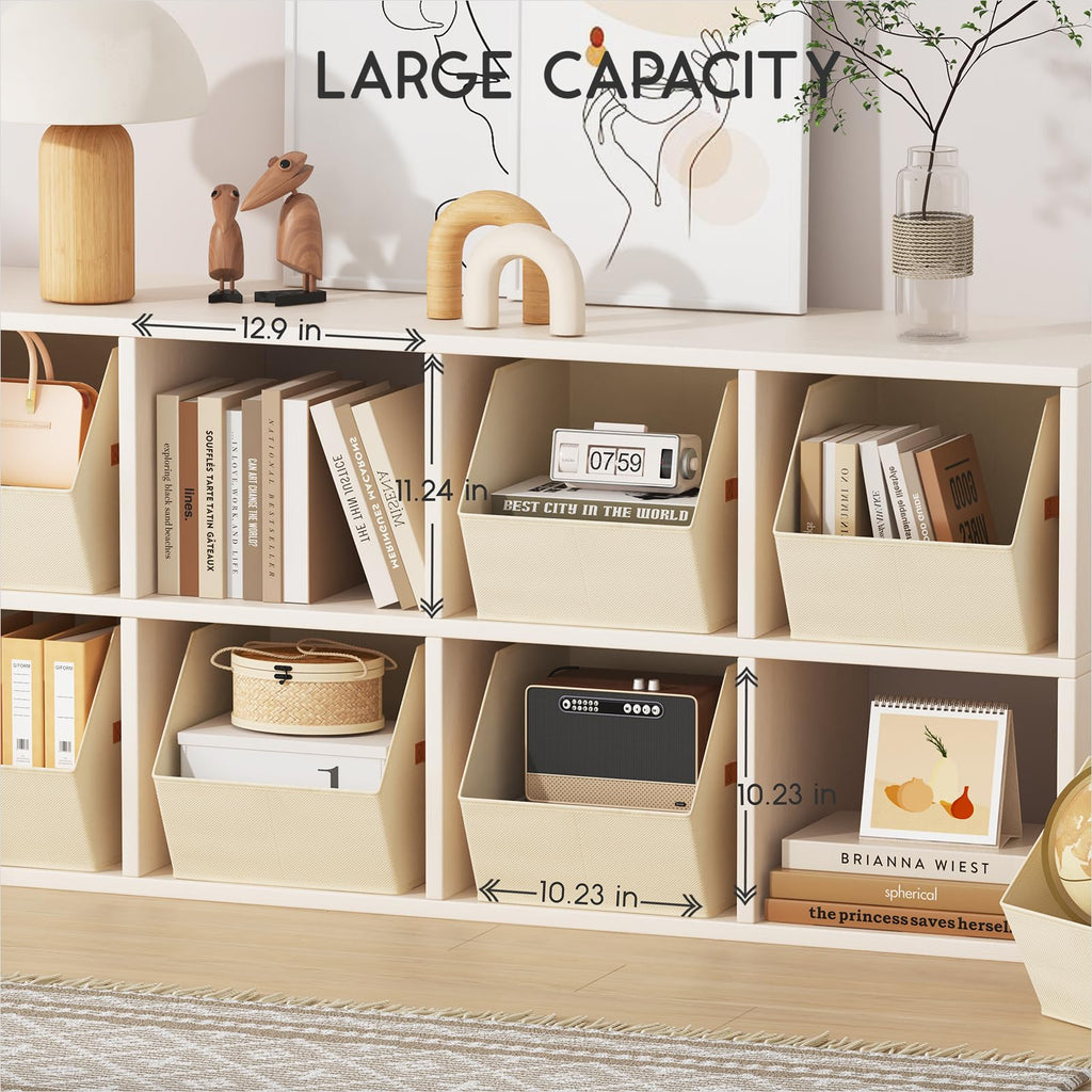 Homsorout Fabric Closet Storage Cubes - 6 Pack Square Storage Bins with Dual Handles for Clothes, Towels, Toys, Cube Storage Organizers for Bedroom, Nursery, Shelves, Closet, Small Spaces, Beige