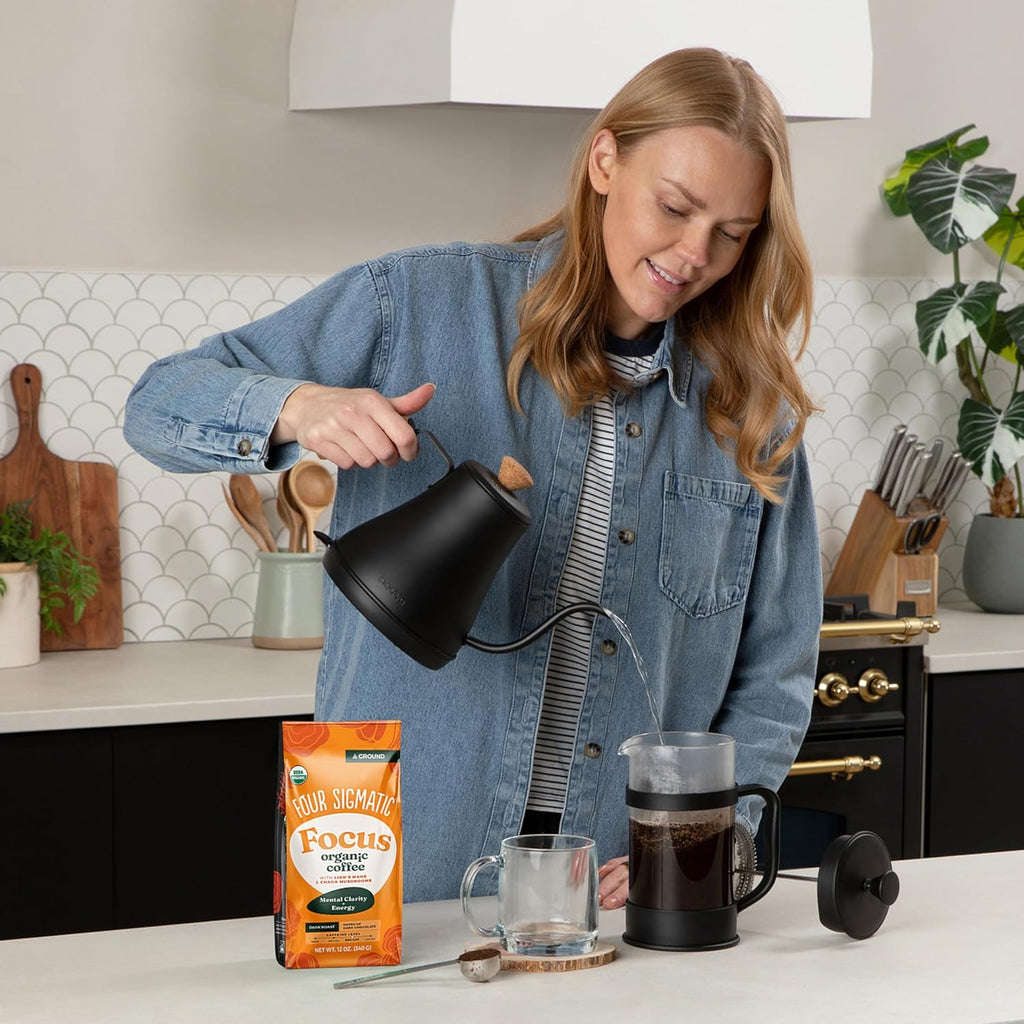 FOUR SIGMATIC Organic Focus Mushroom Ground Coffee, 12 OZ