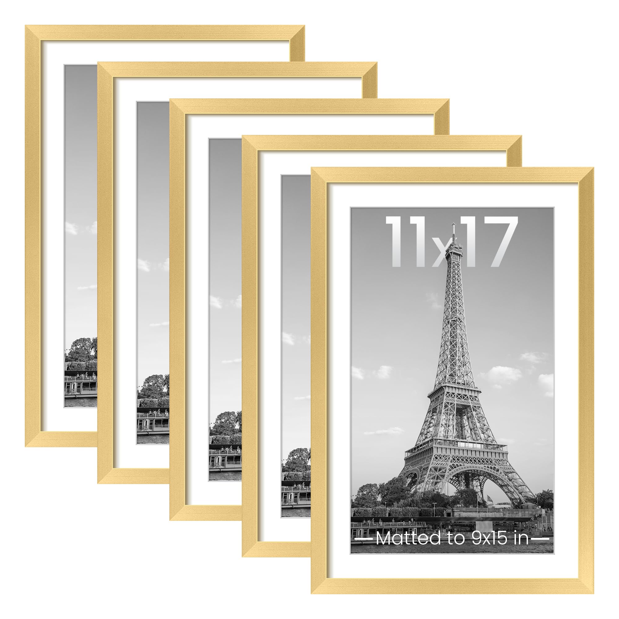 upsimples 8x10 Picture Frame Set of 5, Display Pictures 5x7 with Mat or 8 x 10 Without, Wall Gallery Photo Frames, Black