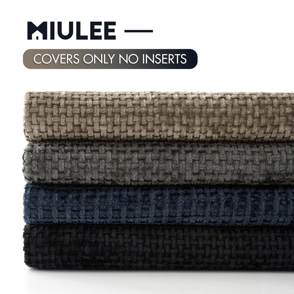 MIULEE Pack of 4 Couch Throw Pillow Covers 18x18 Inch Neutral Blue Soft Decorative Chenille Pillow Covers Farmhouse Accent Cushion Covers for Boho Western Spring Coastal Decor Sofa Bed Living Room