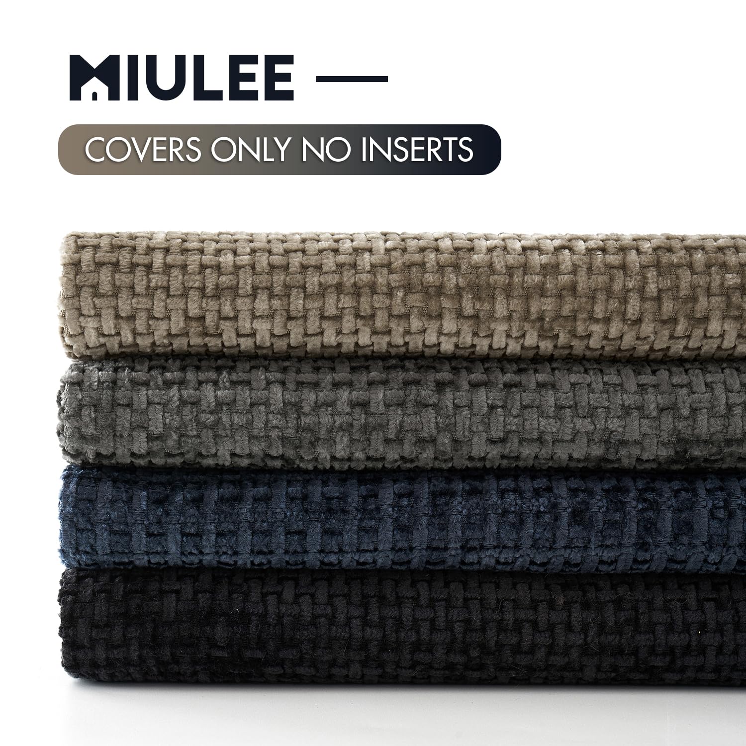 MIULEE Pack of 4 Couch Throw Pillow Covers 18x18 Inch Neutral Blue Soft Decorative Chenille Pillow Covers Farmhouse Accent Cushion Covers for Boho Western Spring Coastal Decor Sofa Bed Living Room