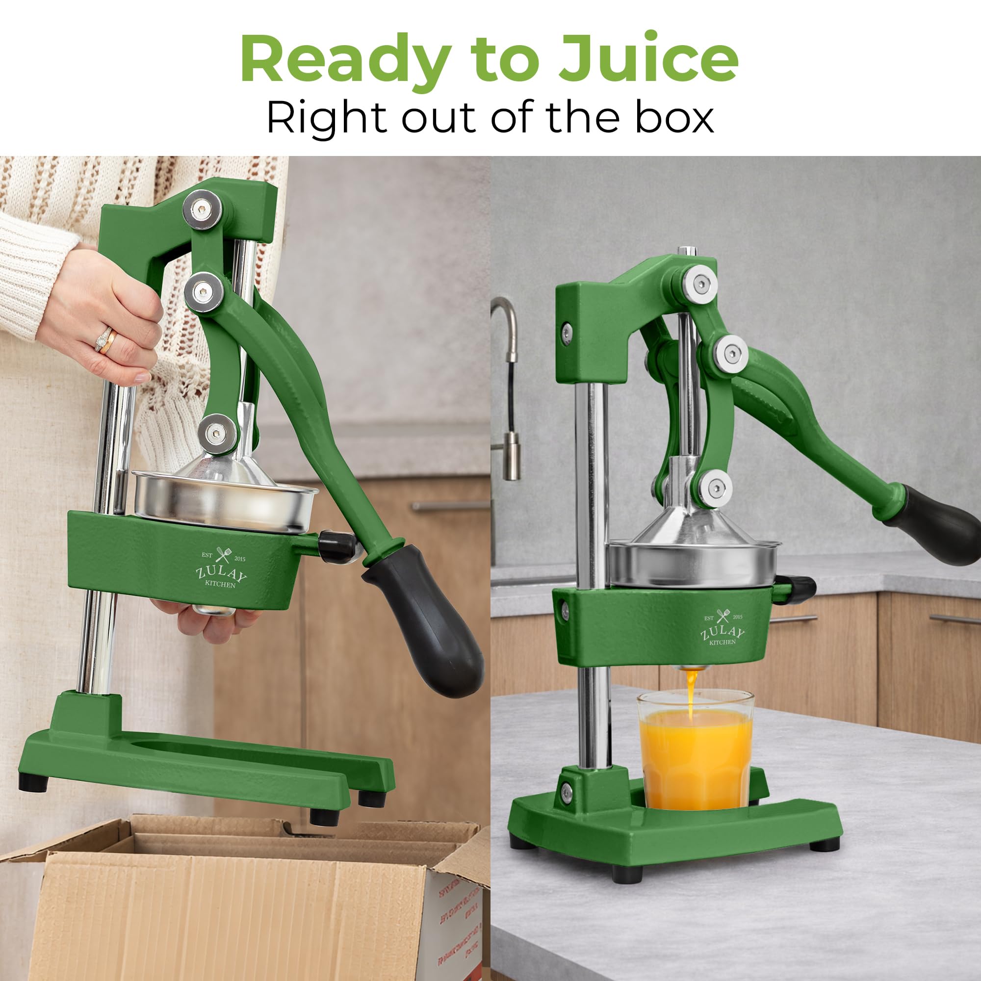 Zulay Kitchen Cast Iron Juicer - Easy-to-Clean Heavy-Duty Manual Juicer, Professional Citrus Juicer - Stainless Steel Lemon Squeezer - Manual Citrus Press & Orange Squeezer - Orange Juicer (Black)