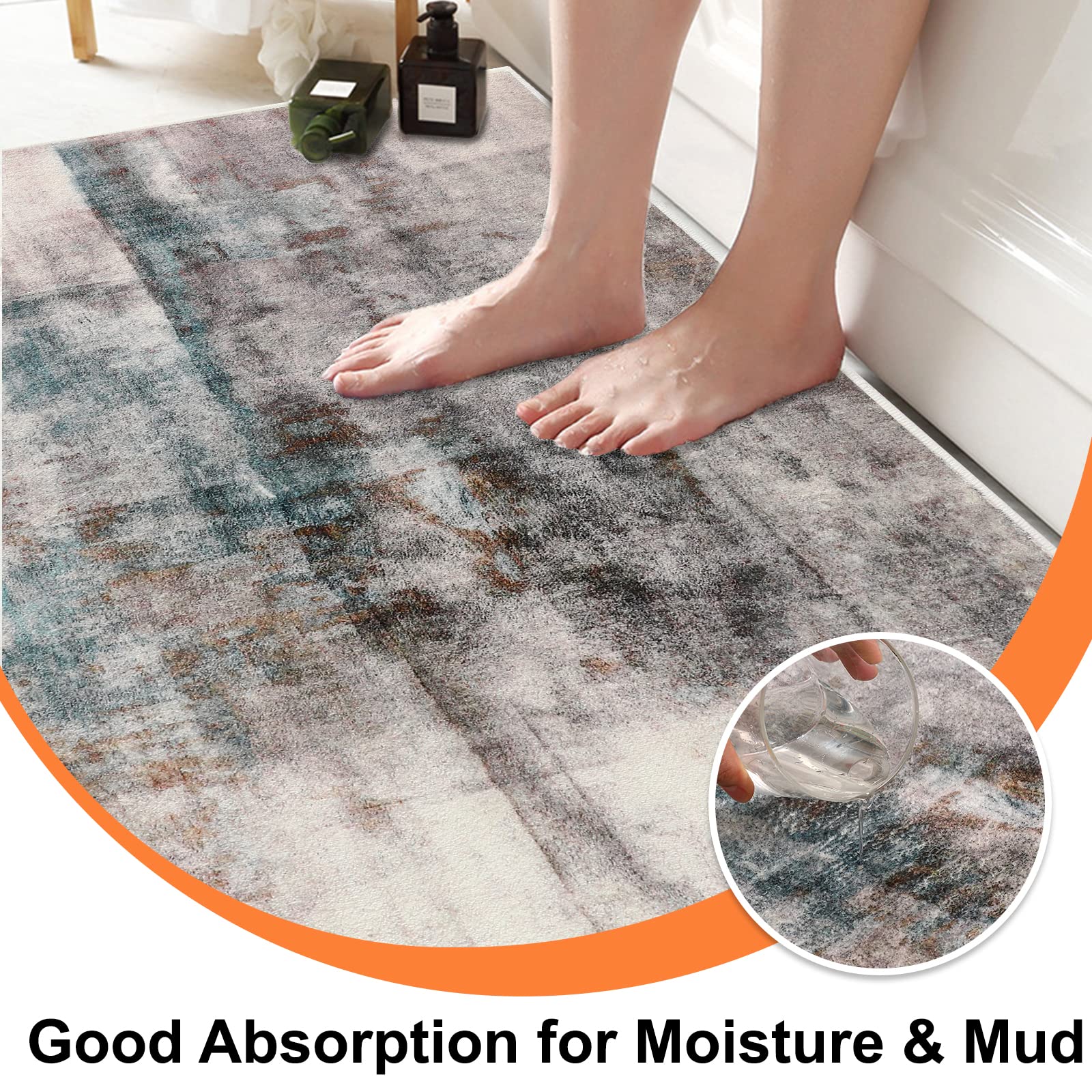CRISTGEE Door Mat, Front Indoor Door Mat Faux Wool Non-Slip Entryway Rug Absorbent Abstract Throw Rug for Indoor Entrance Hallway Laundry Room, High Traffic Areas, 20X32 Inches, Gray Washable