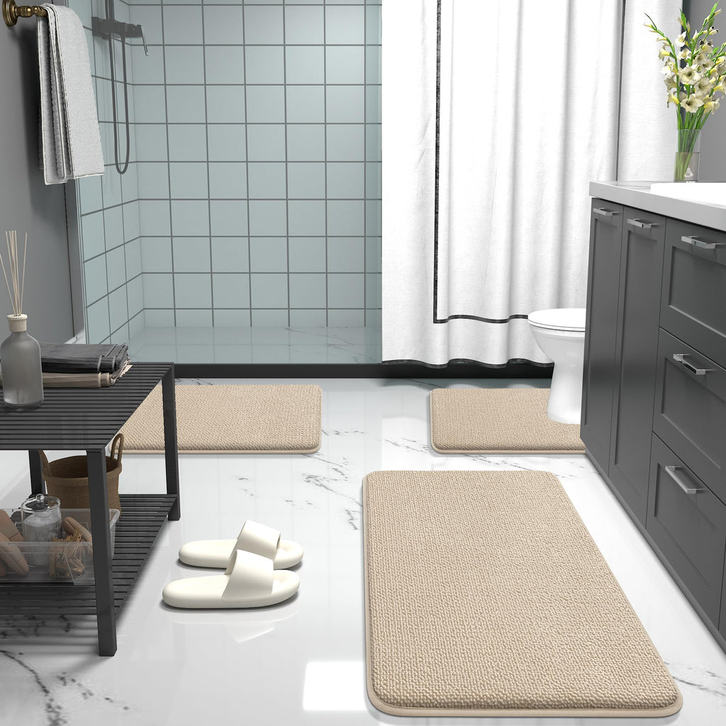 OLANLY Bathroom Rugs Sets 2 Piece, Soft Absorbent Memory Foam Bath Rug Set, Non-Slip, Quick Dry, Machine Washable Bath Mats for Bathroom, Home Decor Accessories (30"x20"+24"x16", Grey)