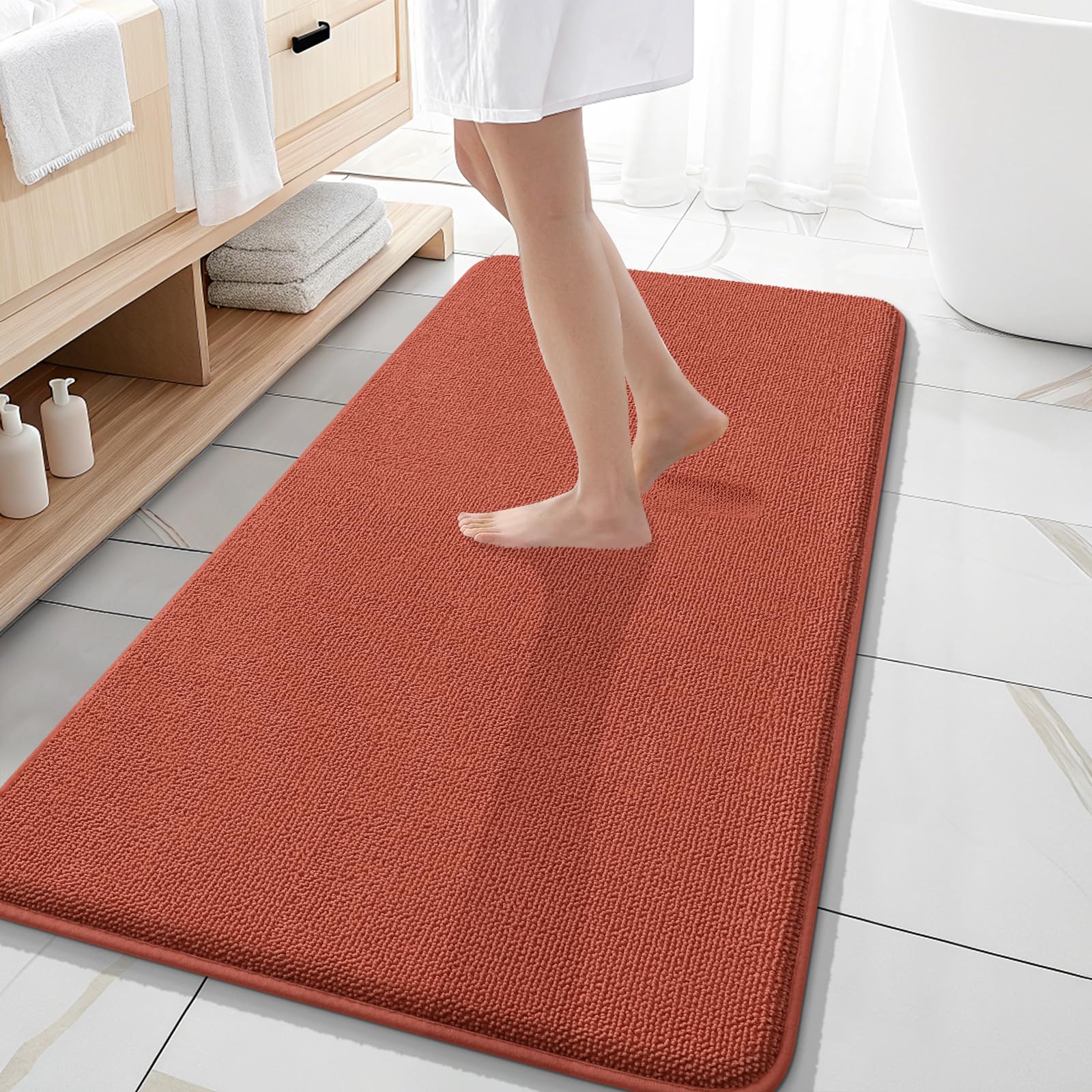 OLANLY Thick Memory Foam Bath Mat Rug 30x20, Extra Soft Absorbent Bathroom Rugs, Quick Dry Bath Mats, Non-Slip, Machine Washable Carpet for Bathroom, Tub and Shower, Home Decor Accessories, Grey