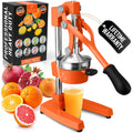 Zulay Kitchen Cast Iron Juicer - Easy-to-Clean Heavy-Duty Manual Juicer, Professional Citrus Juicer - Stainless Steel Lemon Squeezer - Manual Citrus Press & Orange Squeezer - Orange Juicer (Black)