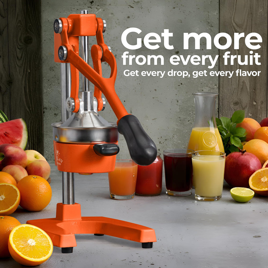 Zulay Kitchen Cast Iron Juicer - Easy-to-Clean Heavy-Duty Manual Juicer, Professional Citrus Juicer - Stainless Steel Lemon Squeezer - Manual Citrus Press & Orange Squeezer - Orange Juicer (Black)