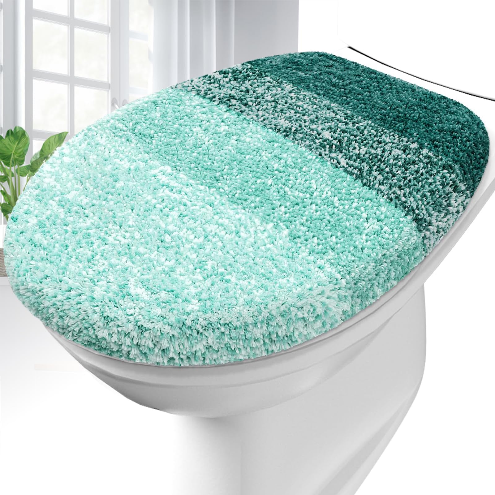 OLANLY Soft Microfiber Bathroom Toilet Lid Cover, Machine Washable Seat Covers, 17.5x15, Stays in Place Rubber Backing, Fits Most Round, Elongated and Oblong Lids, Accessories Decor, Gray
