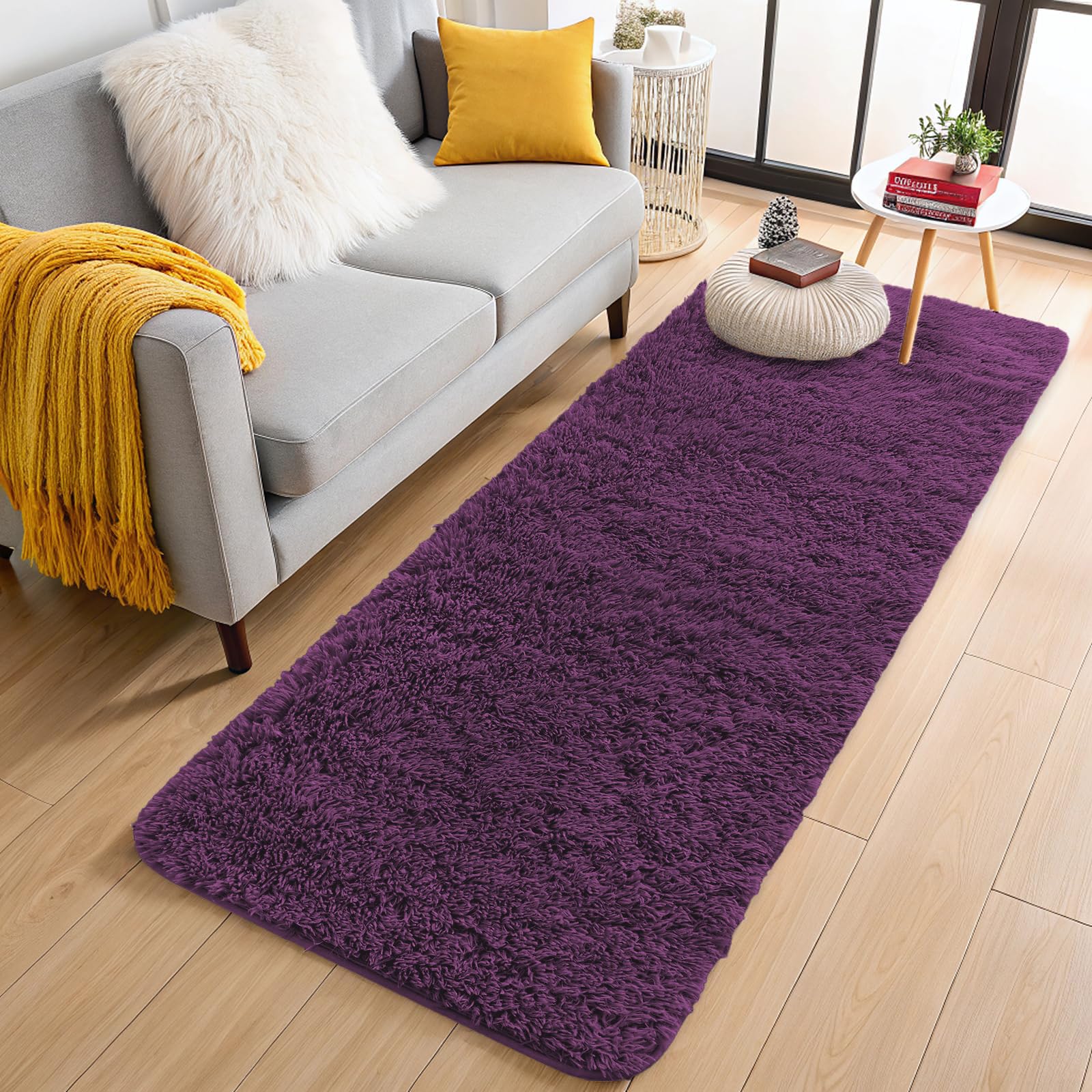 OLANLY Area Rugs for Living Room Bedroom, Machine Washable 4x5.9 ft Soft Fluffy Shaggy Bedside Rug, Indoor Floor Carpet for Kids Girls and Boys, Dorms, Nursery Rooms, Home Decor Aesthetic, Grey