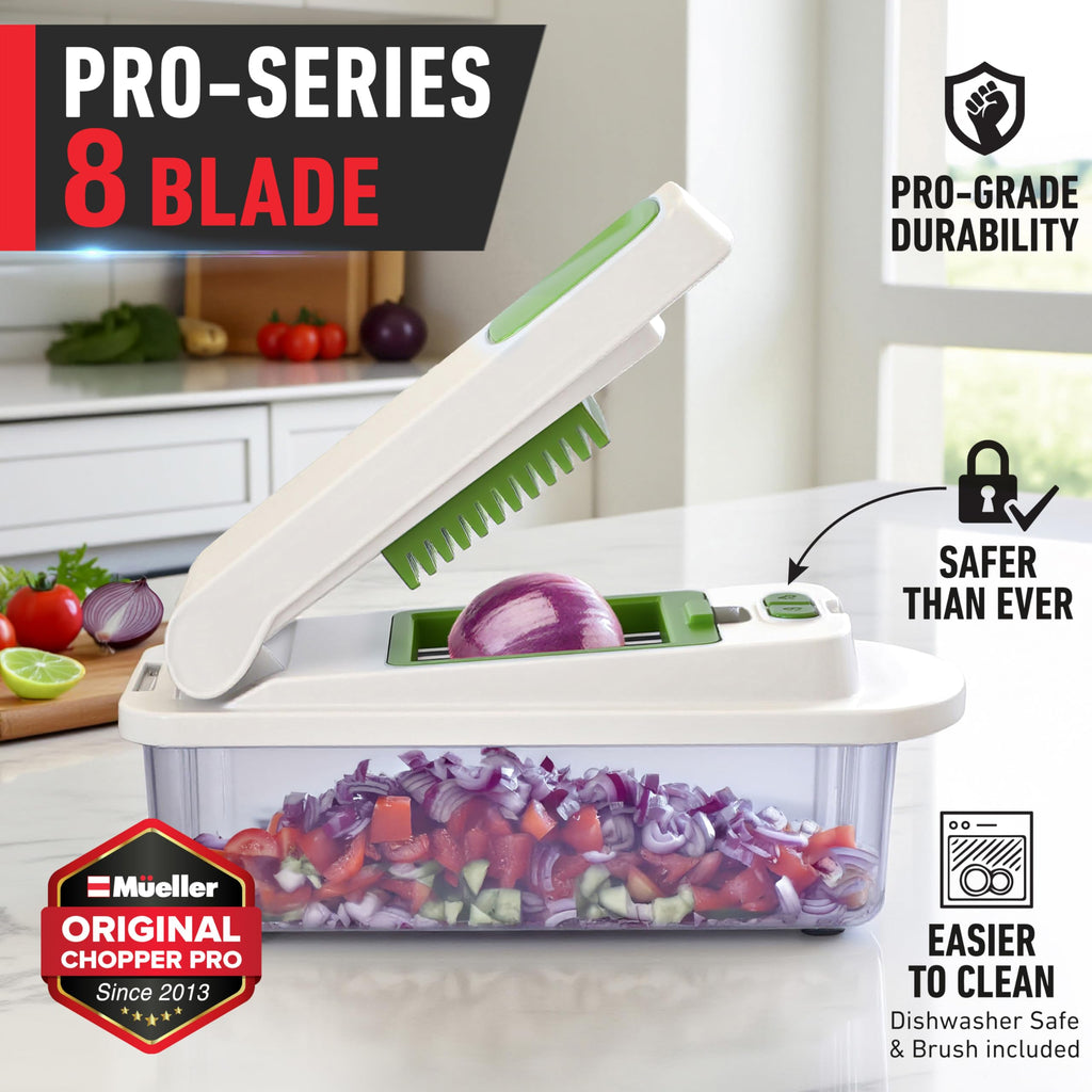 Mueller The Real Original Pro Chopper since 2013 Vegetable Chopper Mandoline Slicer, 8 Blade Food Veggie Chopper Onion Vegetable Cutter with Container, Kitchen Gadgets & Essentials, (10 in 1)