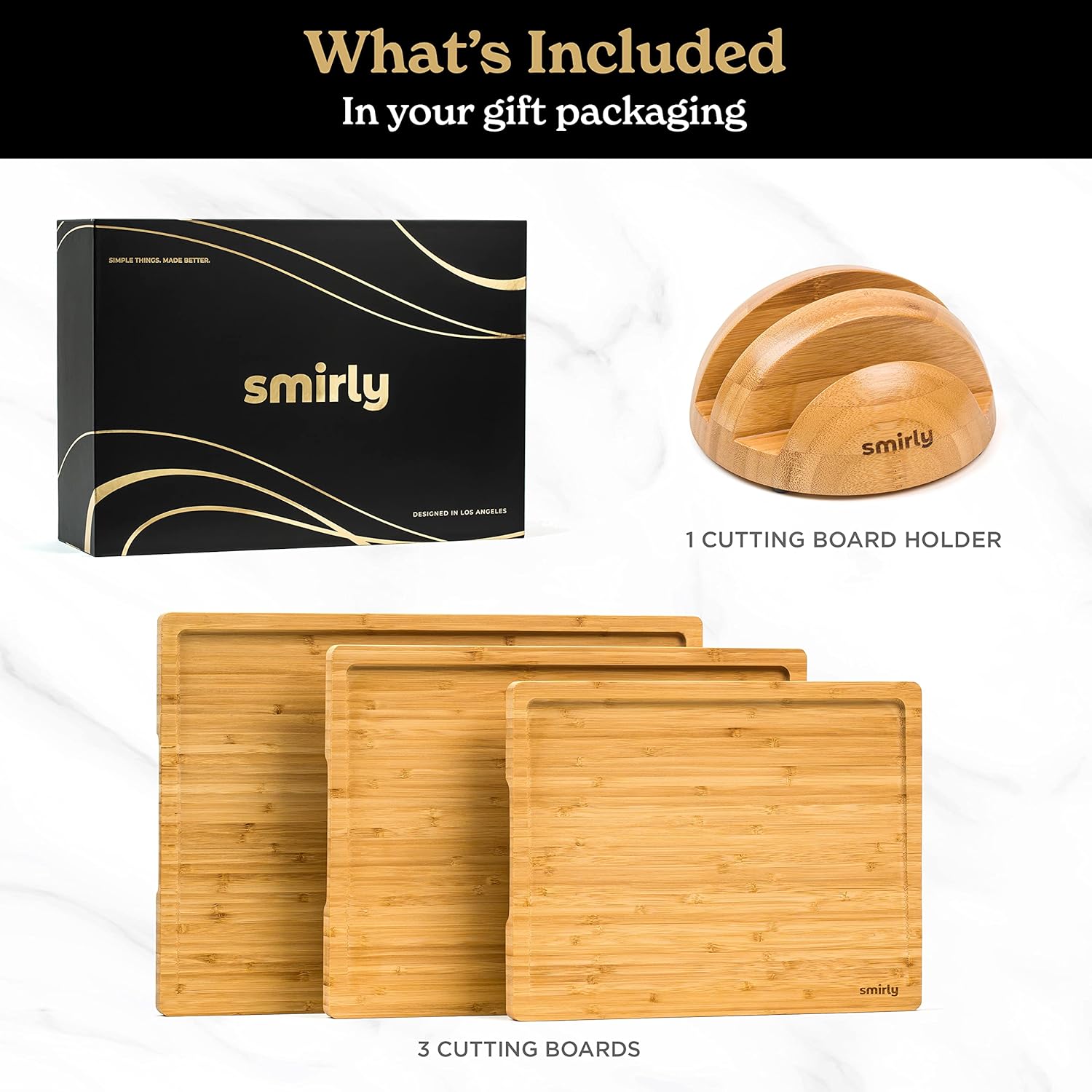 SMIRLY Premium Kitchen Bundle: Silverware Drawer Organizer & Durable Bamboo Cutting Board - Home Organization and Food Preparation