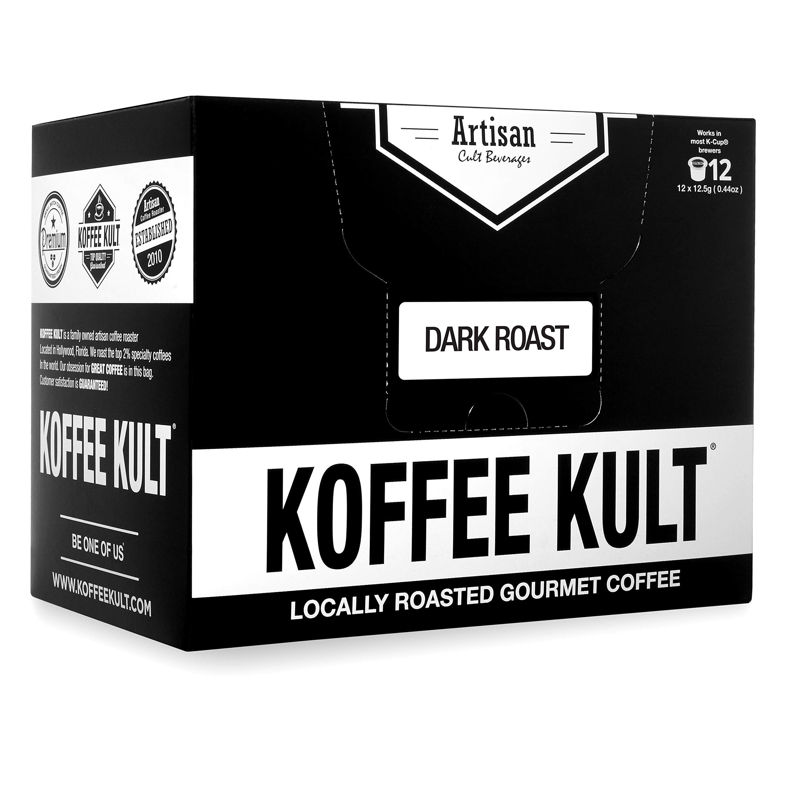 Koffee Kult Premium Dark Roast Coffee Single Serve coffee cups in pods for K-Cup 12 count