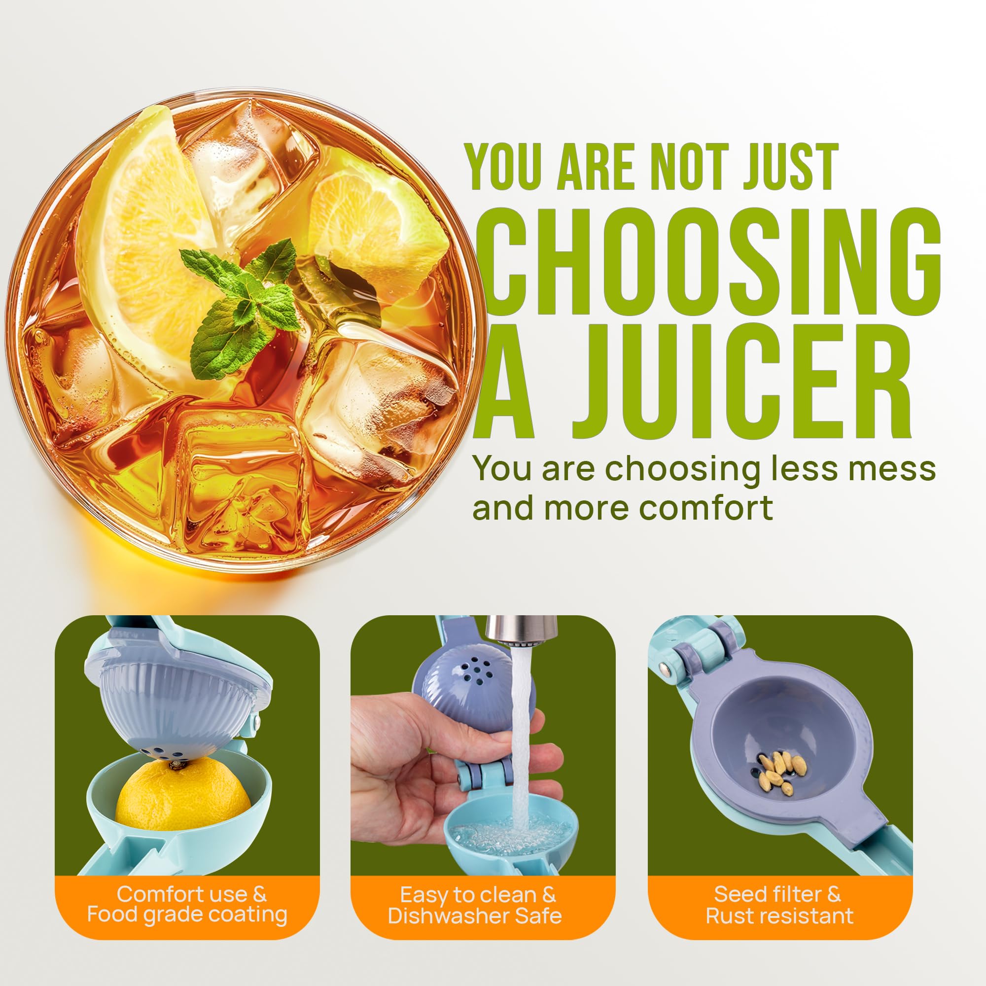 Zulay Kitchen Metal 2-in-1 Lemon Squeezer - Sturdy Max Extraction Hand Juicer Lemon Squeezer Gets Every Last Drop - Easy to Clean Manual Citrus Juicer - Easy-Use Lemon Juicer Squeezer - Yellow/Green