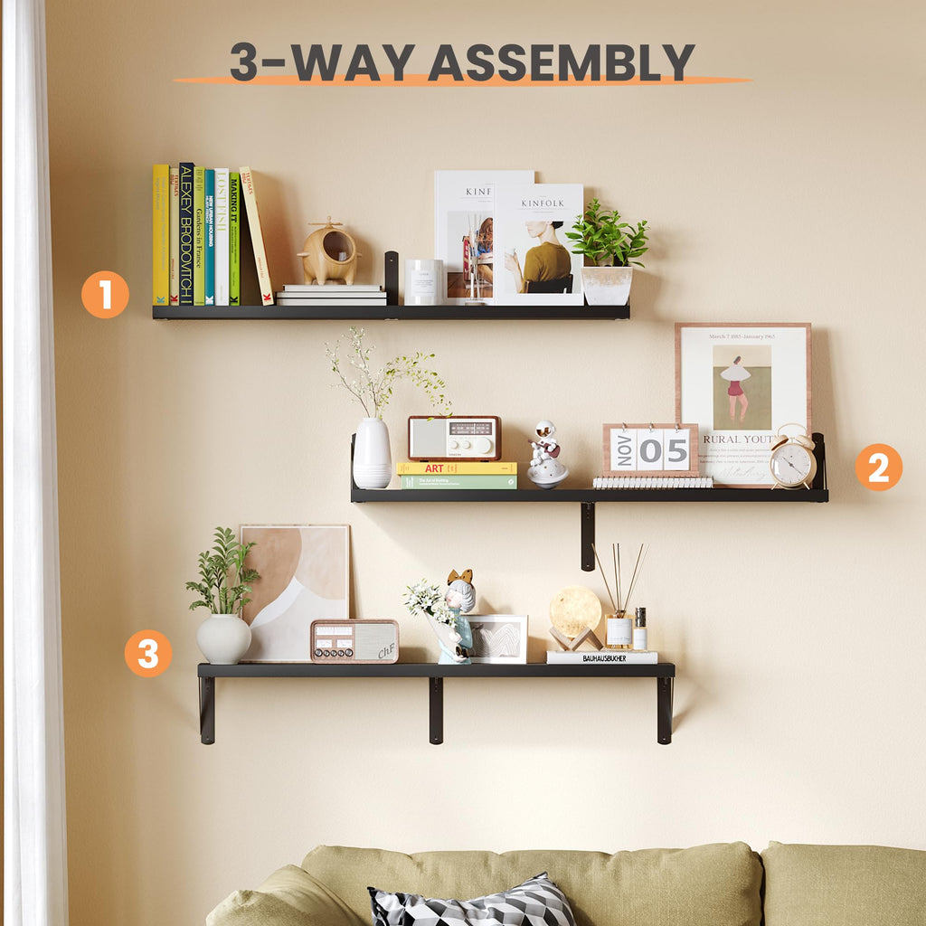 upsimples Floating Book Shelves for Wall, 15.7 Inches Wood Shelves for Living Room, Bathroom, Bedroom, Kitchen Storage and Decoration, White