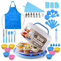 Perlli Kids Cake & Cupcake Baking Set – 51 Pieces Real Utensils & Decorating Kit with Carrier Safe Baking Supplies Gift for Junior Chefs Girls & Boys (Blue)