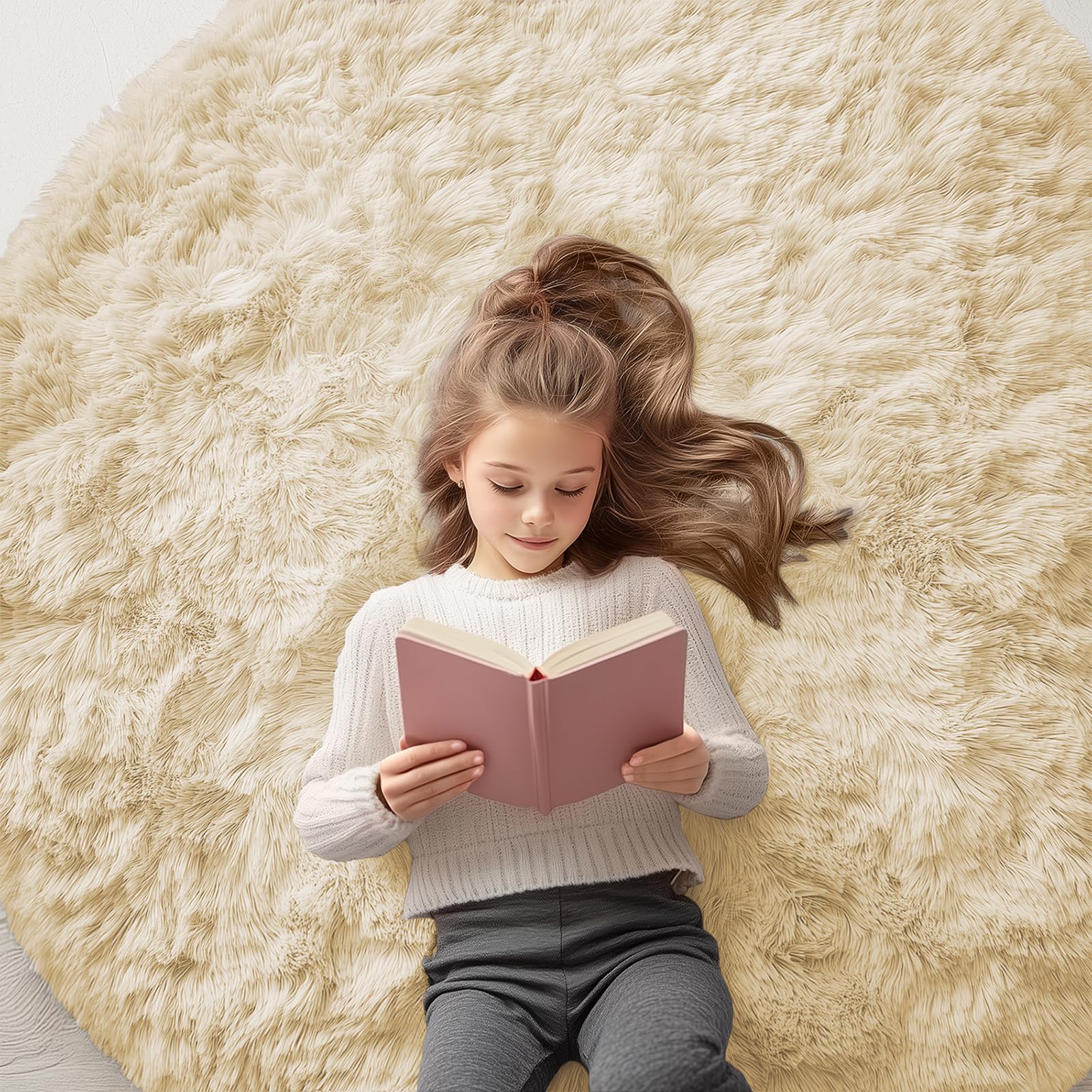 OLANLY Area Rugs for Living Room Bedroom, Machine Washable 4x5.9 ft Soft Fluffy Shaggy Bedside Rug, Indoor Floor Carpet for Kids Girls and Boys, Dorms, Nursery Rooms, Home Decor Aesthetic, Grey