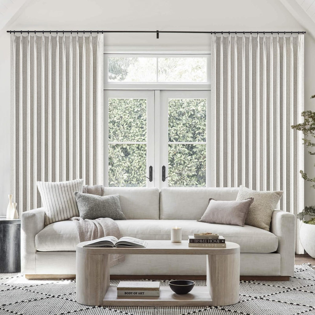 Topfinel Extral Wide Curtains, Pinch Pleated 100% Blackout Linen Drapery Panels with Hooks, Pinch Pleat Drapes for Patio Sliding Door Large Window Living Room Track, 72" Wx96 L 2 Panel