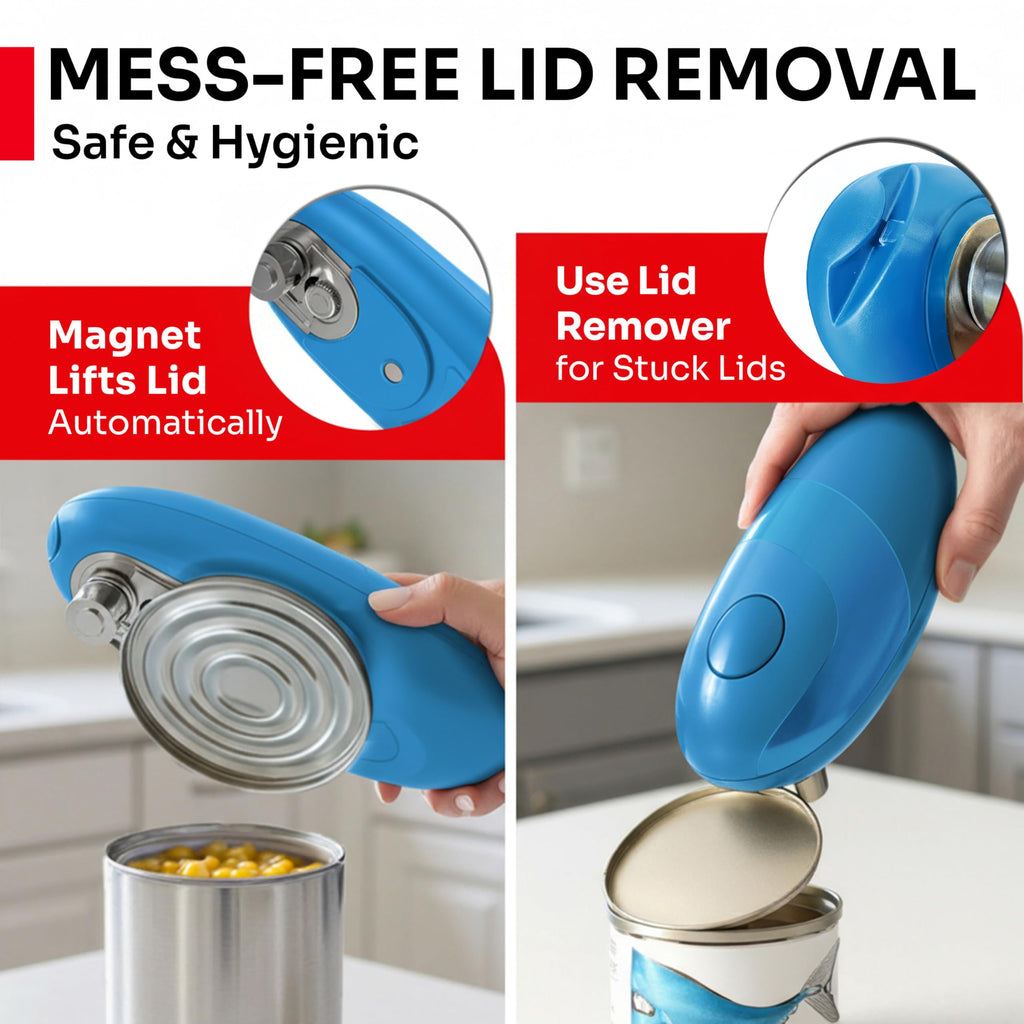 MUELLER HOME SmoothEdge Auto Electric Can Opener – Battery‑Operated One‑Touch w Magnet Lid Lifter – Portable Hands‑Free Automatic Can Openers for Seniors & Arthritis, Smooth‑Edge Cut Technology, Black