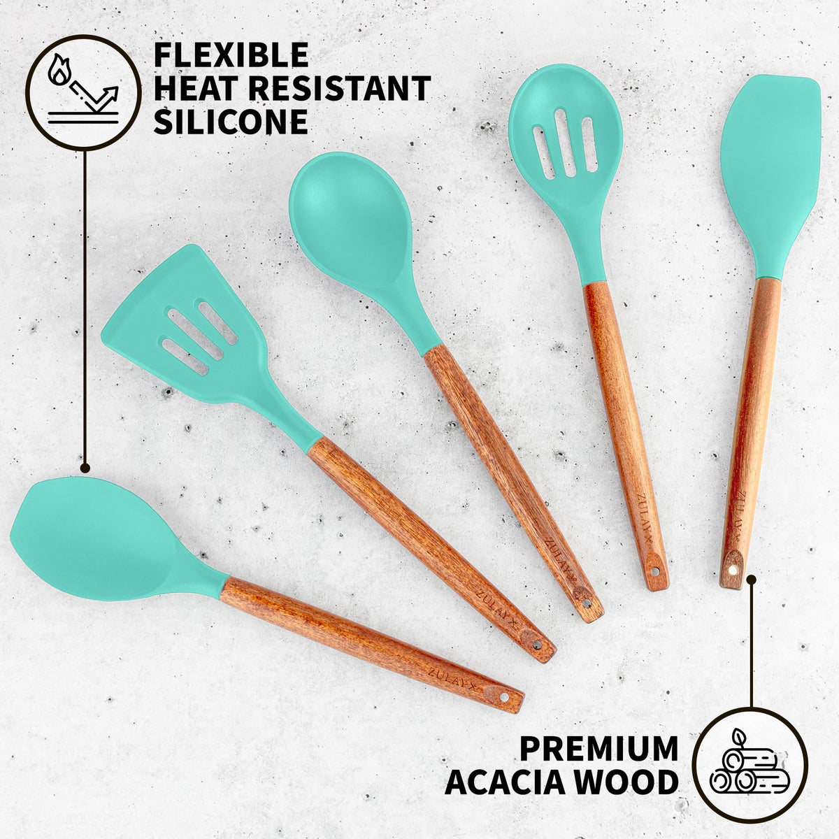 Zulay Kitchen 5 Piece Silicone Utensil Set