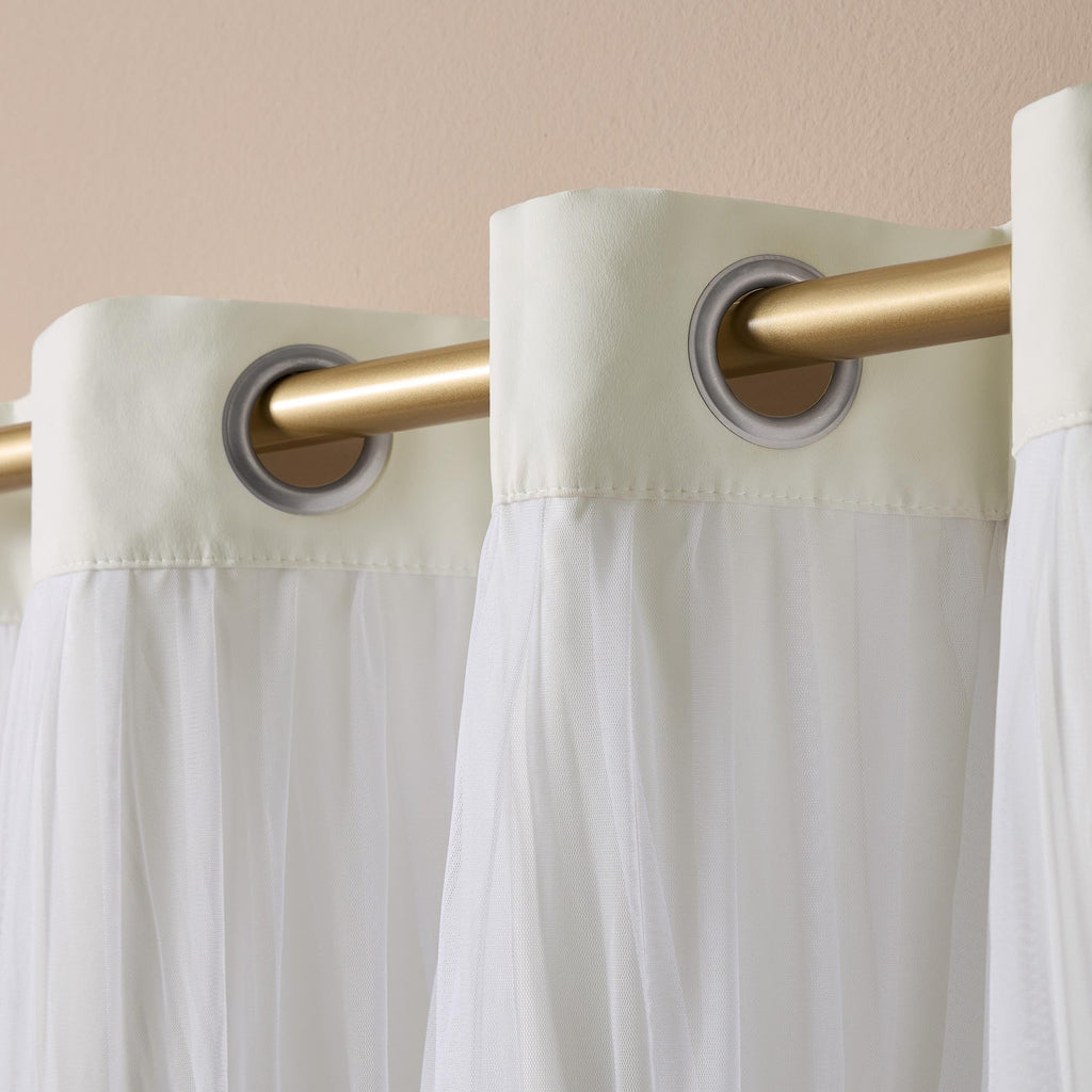 TOWN & COUNTRY LUXE Talia Double Layer Indoor Curtains, Sheer and Room Darkening Blackout, Grommet Top, Energy Efficient, 2-Pack Set, 52"x84", Rose Blush