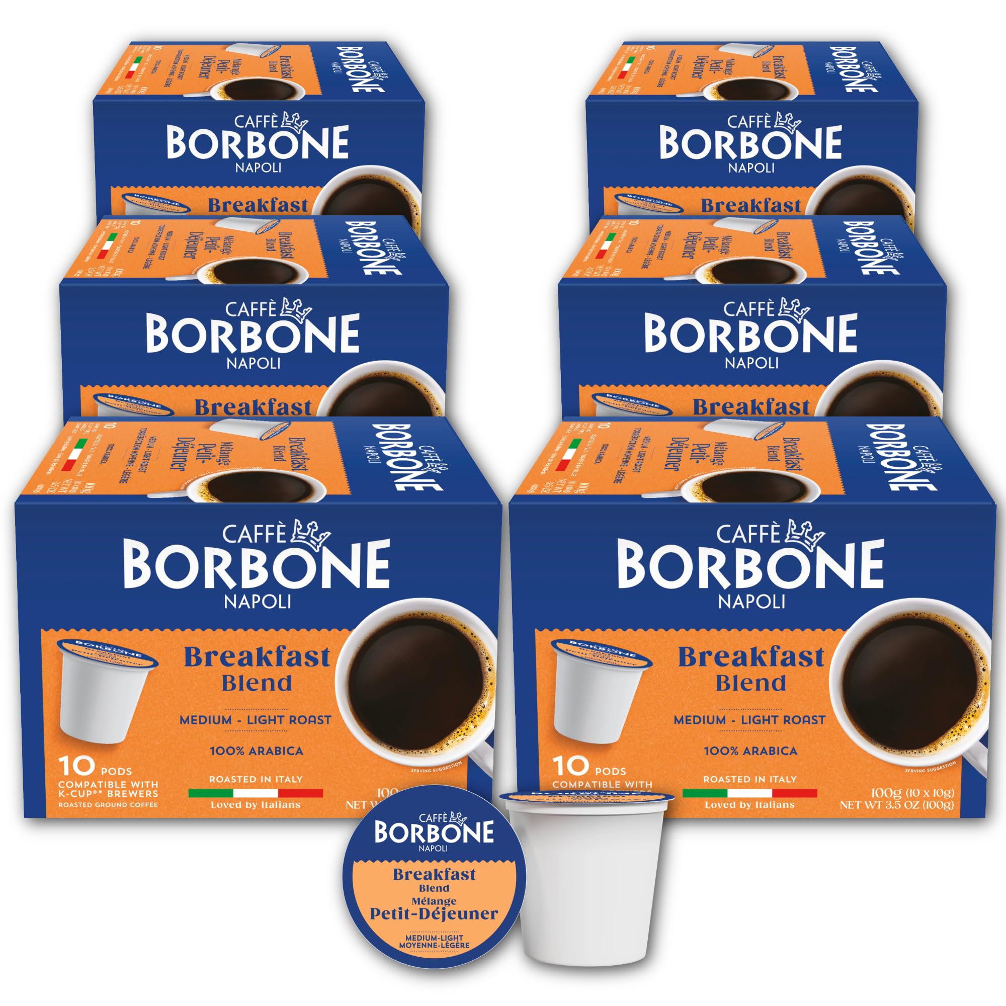 Caffè Borbone Italian Roast Coffee (60 Count) – Medium Dark Roast, Arabica & Robusta Blend, Roasted in Italy for a Bold, Smooth Taste – Single Serve Coffee Pods Compatible with K-Cup Brewers