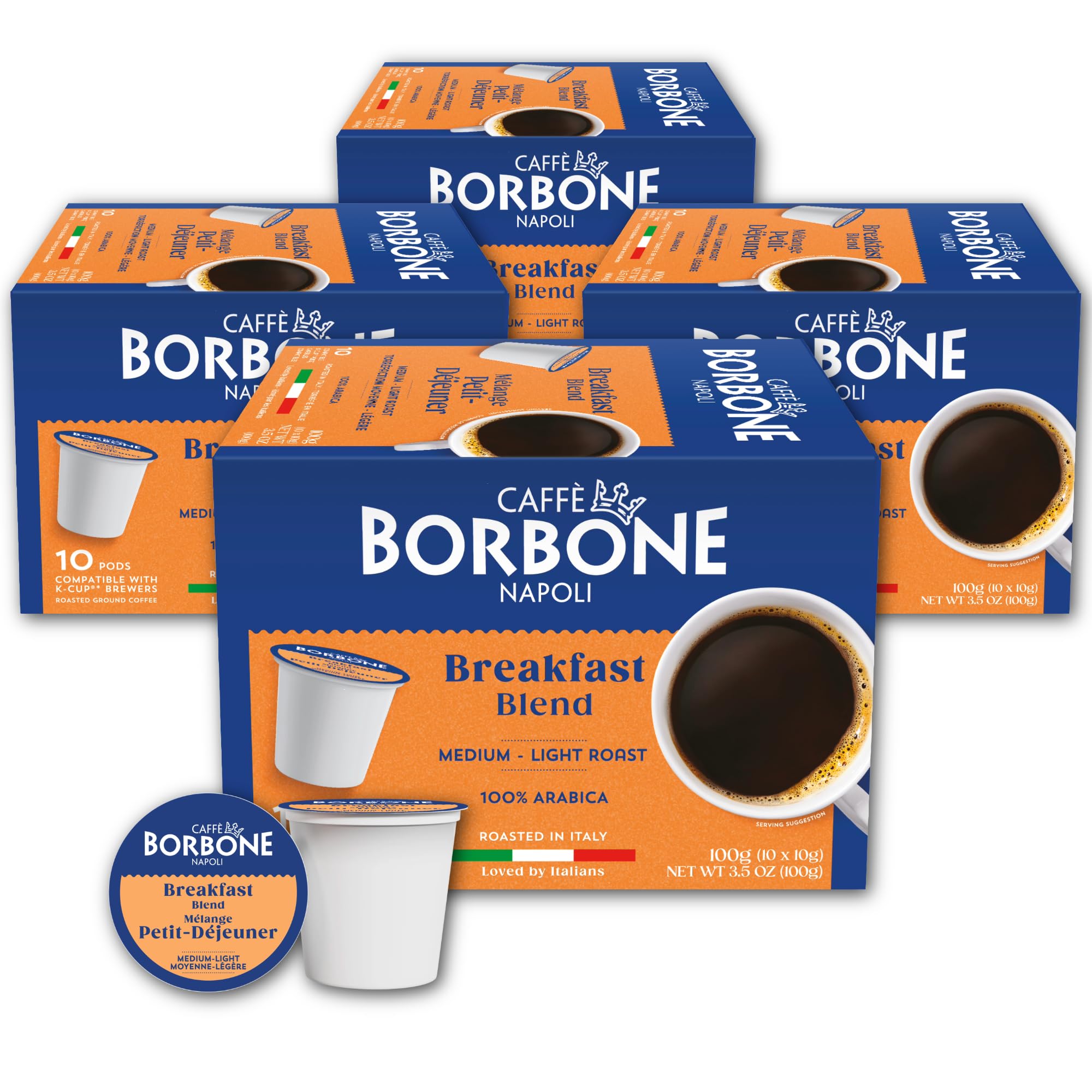 Caffè Borbone Italian Roast Coffee (60 Count) – Medium Dark Roast, Arabica & Robusta Blend, Roasted in Italy for a Bold, Smooth Taste – Single Serve Coffee Pods Compatible with K-Cup Brewers