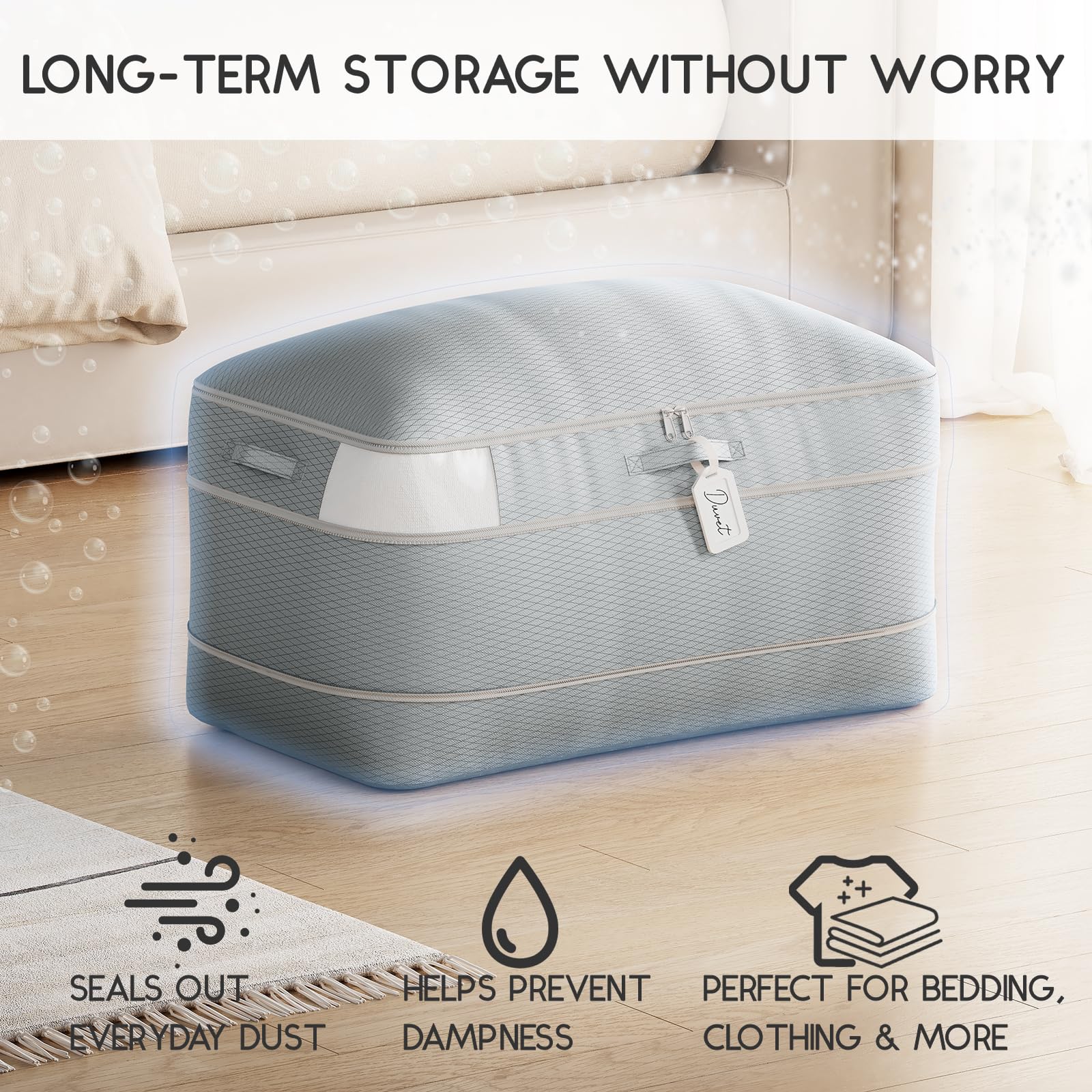 Homsorout 4 Pack Compression Storage Bags - 110L Large Capacity Comforter Storage Bag, 3-Layer Washable Ultra Space Saving Self Compression Organizer Space Bags for Blanket, Sweater, Sheet, Black