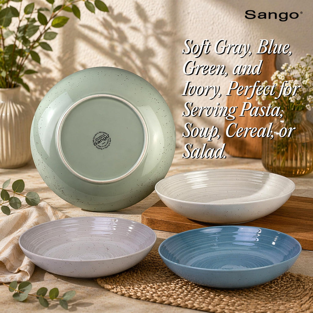 Sango Siterra Painter's Palette 16-Piece Stoneware Dinnerware Set - Service for 4, Ceramic Plates and Bowls Sets, Chip Resistant, Rustic Dishware, Microwave & Dishwasher Safe Kitchen Dishes