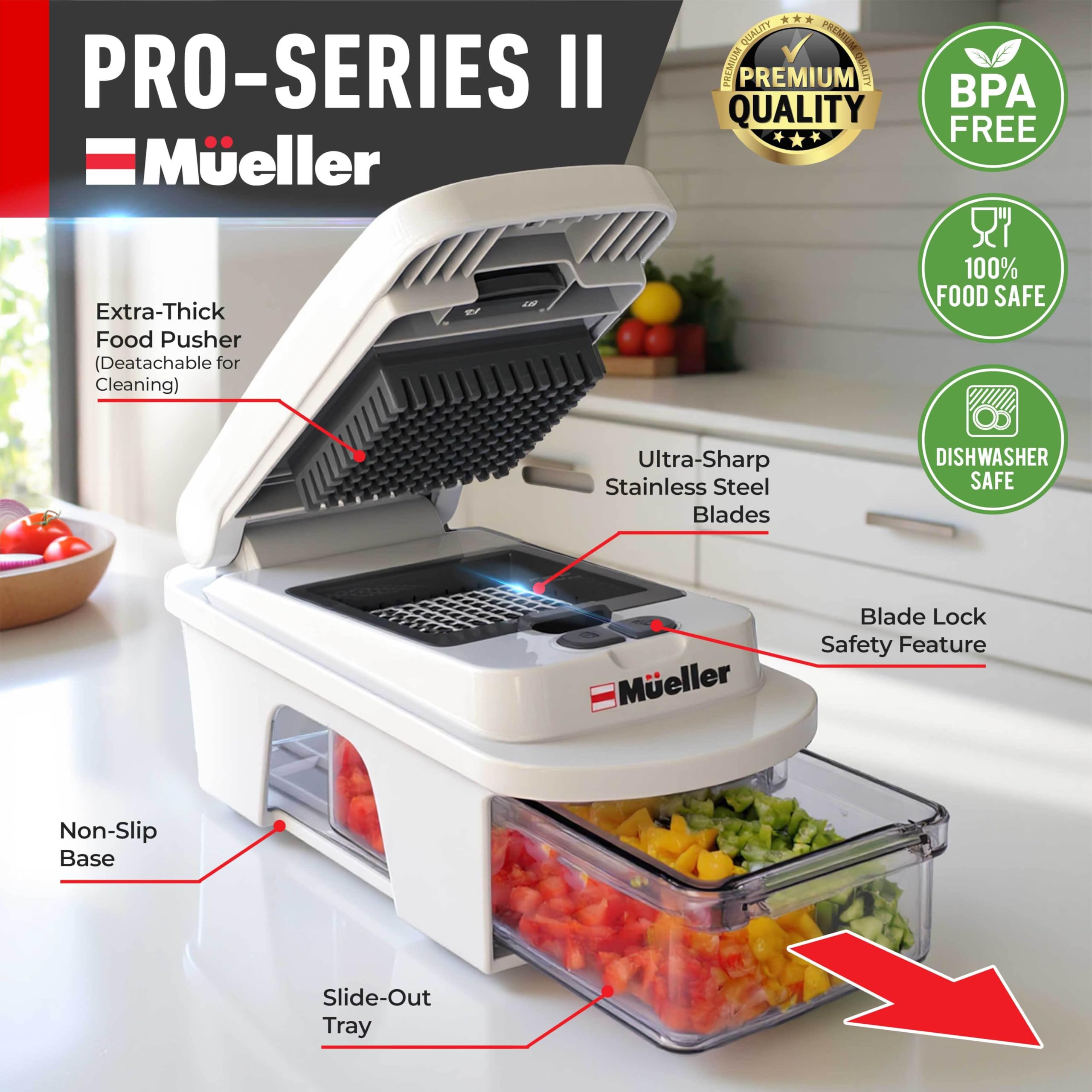 Mueller The Real Original Pro Chopper since 2013 Vegetable Chopper Mandoline Slicer, 8 Blade Food Veggie Chopper Onion Vegetable Cutter with Container, Kitchen Gadgets & Essentials, (10 in 1)