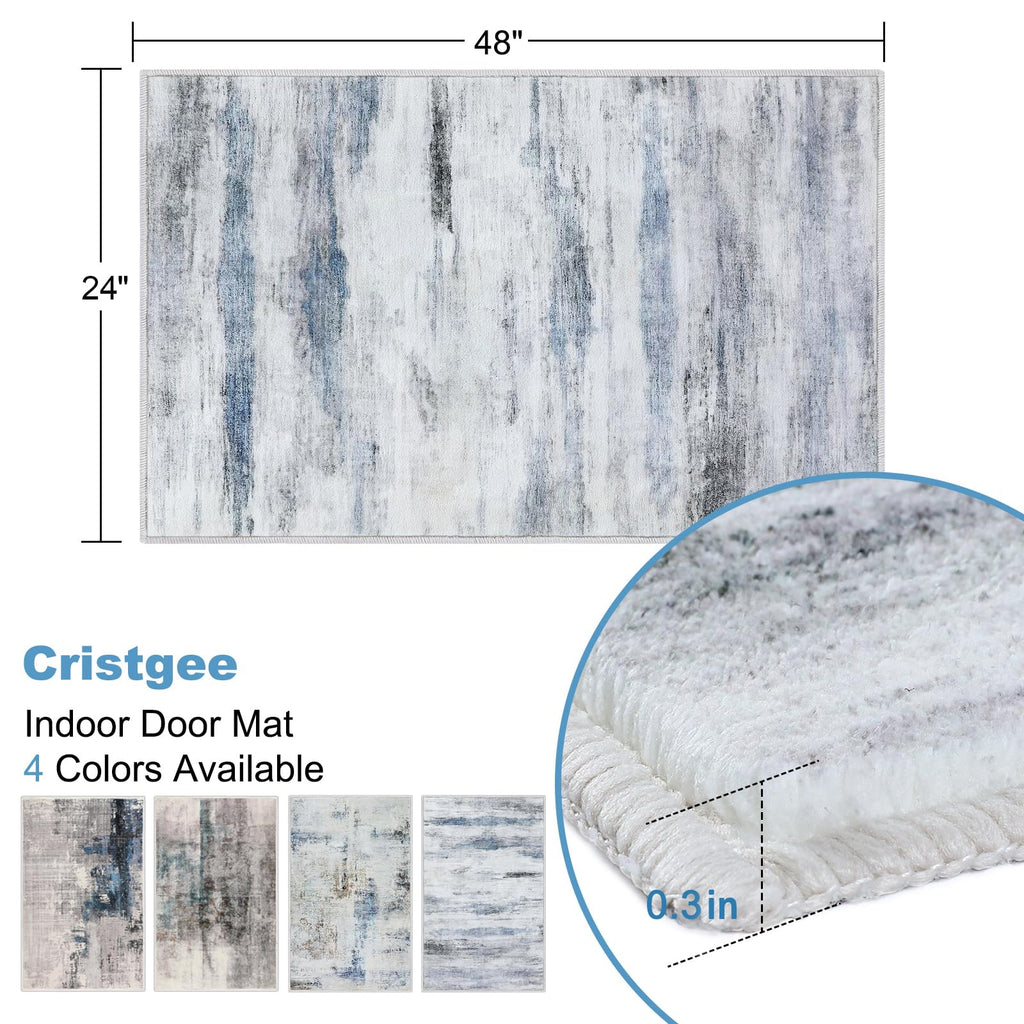 CRISTGEE Door Mat, Front Indoor Door Mat Faux Wool Non-Slip Entryway Rug Absorbent Abstract Throw Rug for Indoor Entrance Hallway Laundry Room, High Traffic Areas, 20X32 Inches, Gray Washable