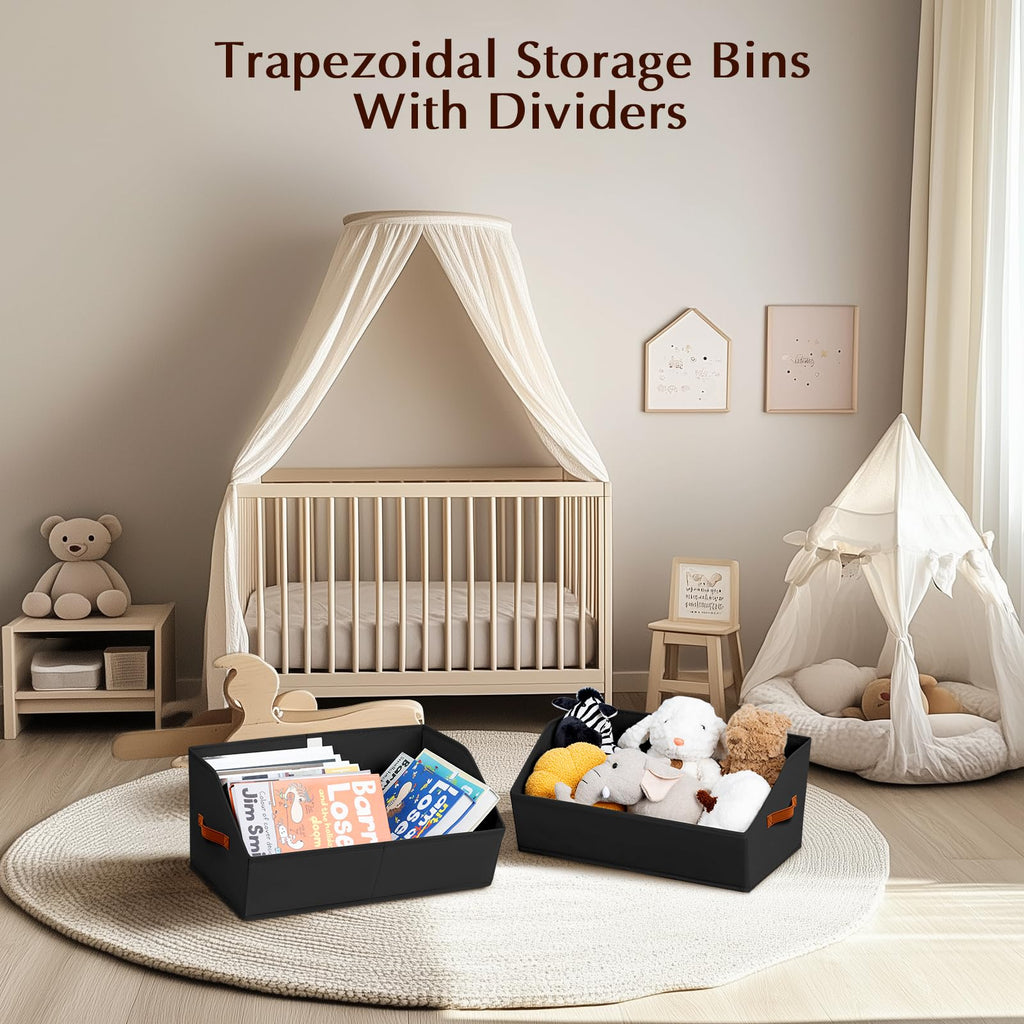 Homsorout Closet Organizers and Storage Bins - 8 Pack Collapsible Divided Trapezoidal Cube Storage Bins Baskets with Orange Handle for Organizing Clothes Blankets, Toys, Books, Towels(Beige)