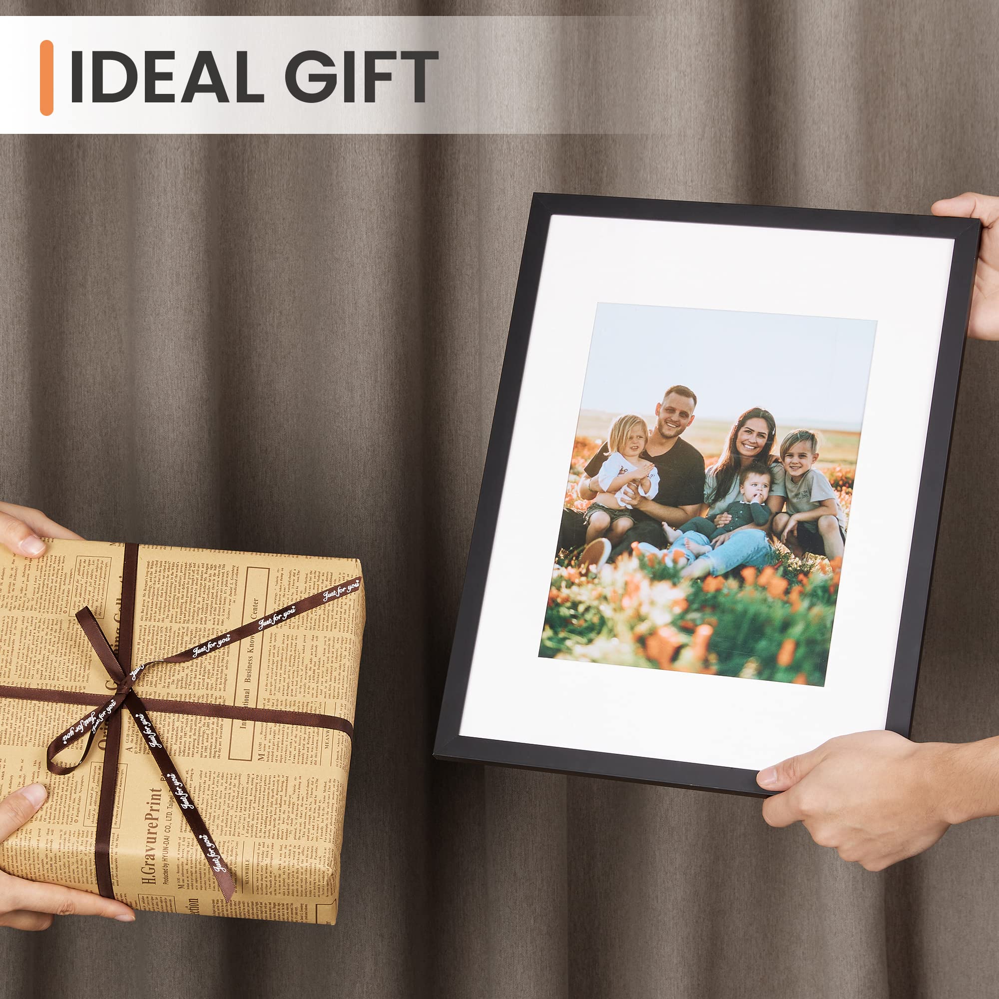 upsimples 8x10 Picture Frame Set of 5, Display Pictures 5x7 with Mat or 8 x 10 Without, Wall Gallery Photo Frames, Black