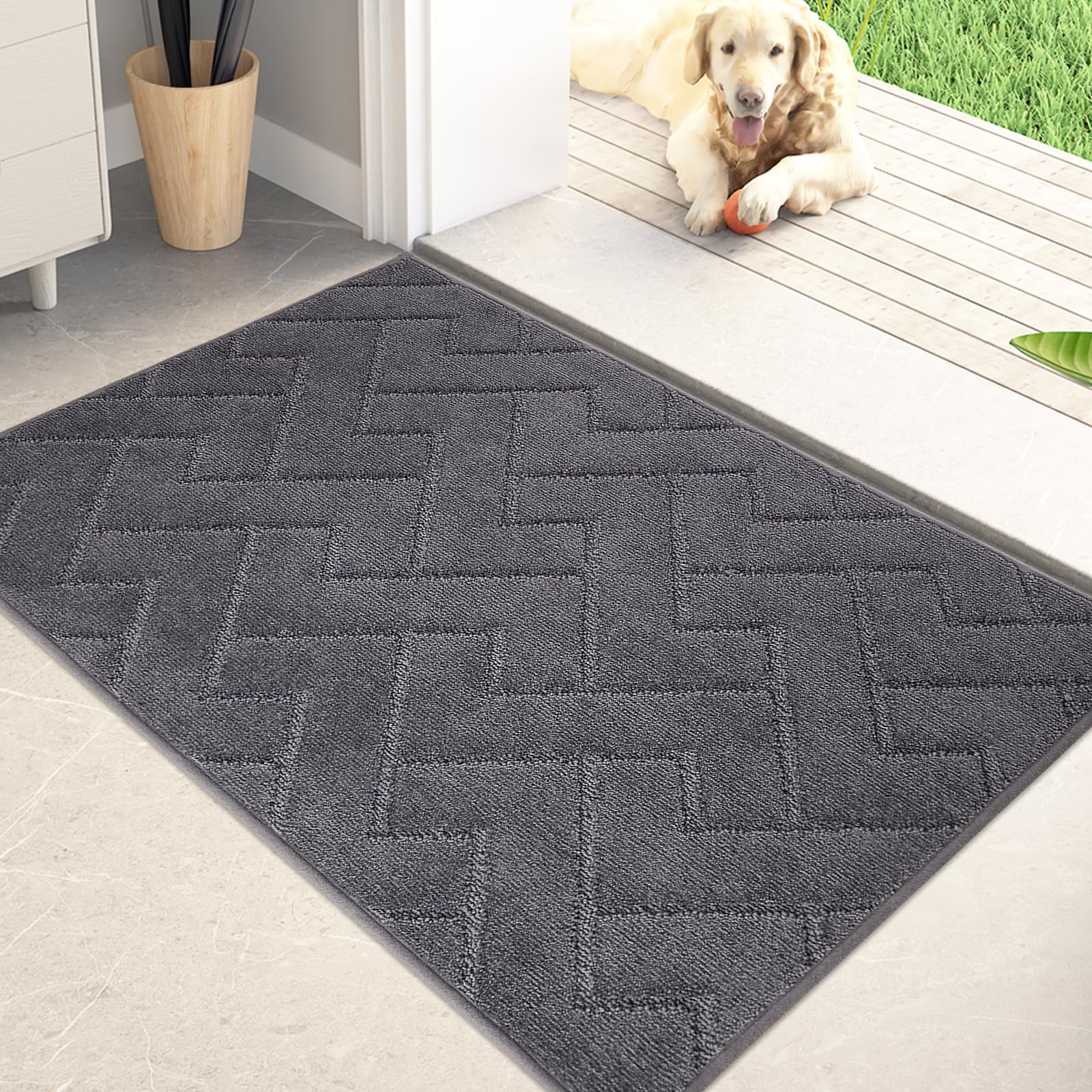 PURRUGS Dirt Trapping Door Mat 20" x 31.5", Non-Slip Machine Washable Entry Rug, Dog Doormat, Indoor Front Door Mat, Super Absorbent Entryway Rug for Muddy Shoes & Paws, Taupe