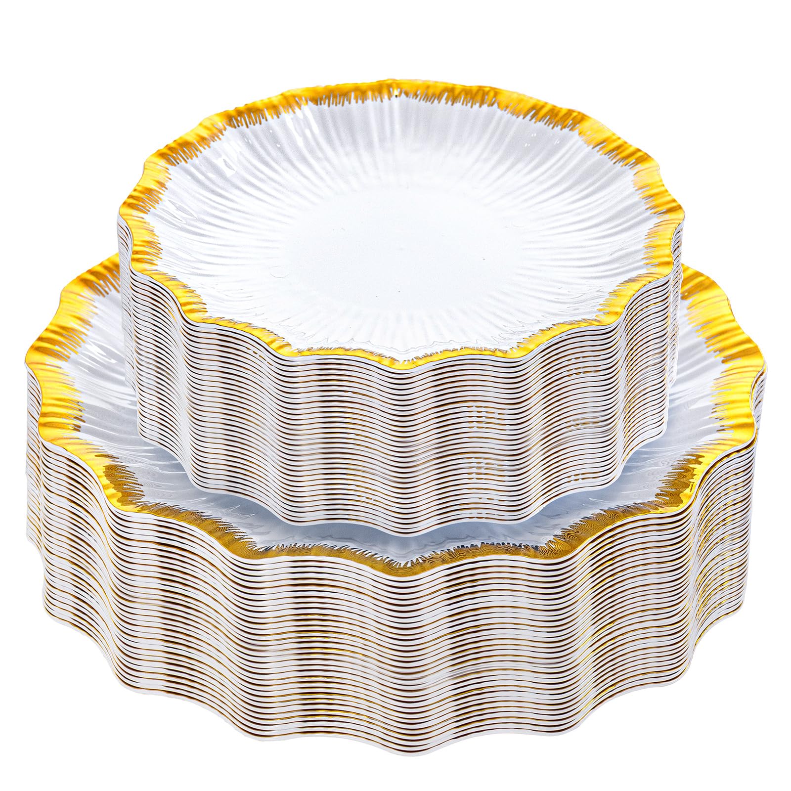 DaYammi 60PCS Blue and White Plastic Plates Blue Rim White Disposable Plates Blue White Party plates Include:30 Plastic Dinner Plate 30 Dessert plate and Wedding & Party Dining